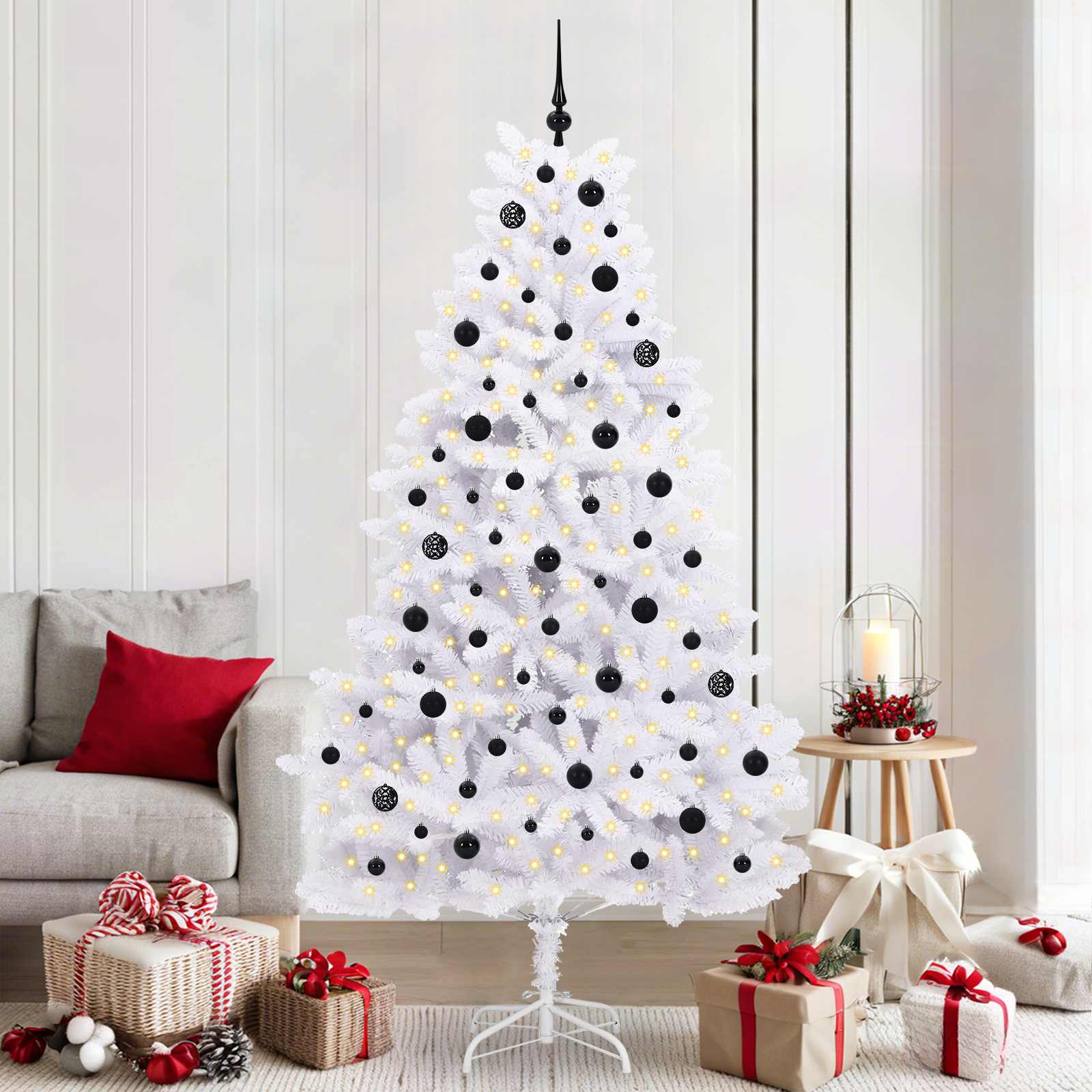 Albero di Natale Artificiale con Rami Pieghevoli Bianco 210 cm