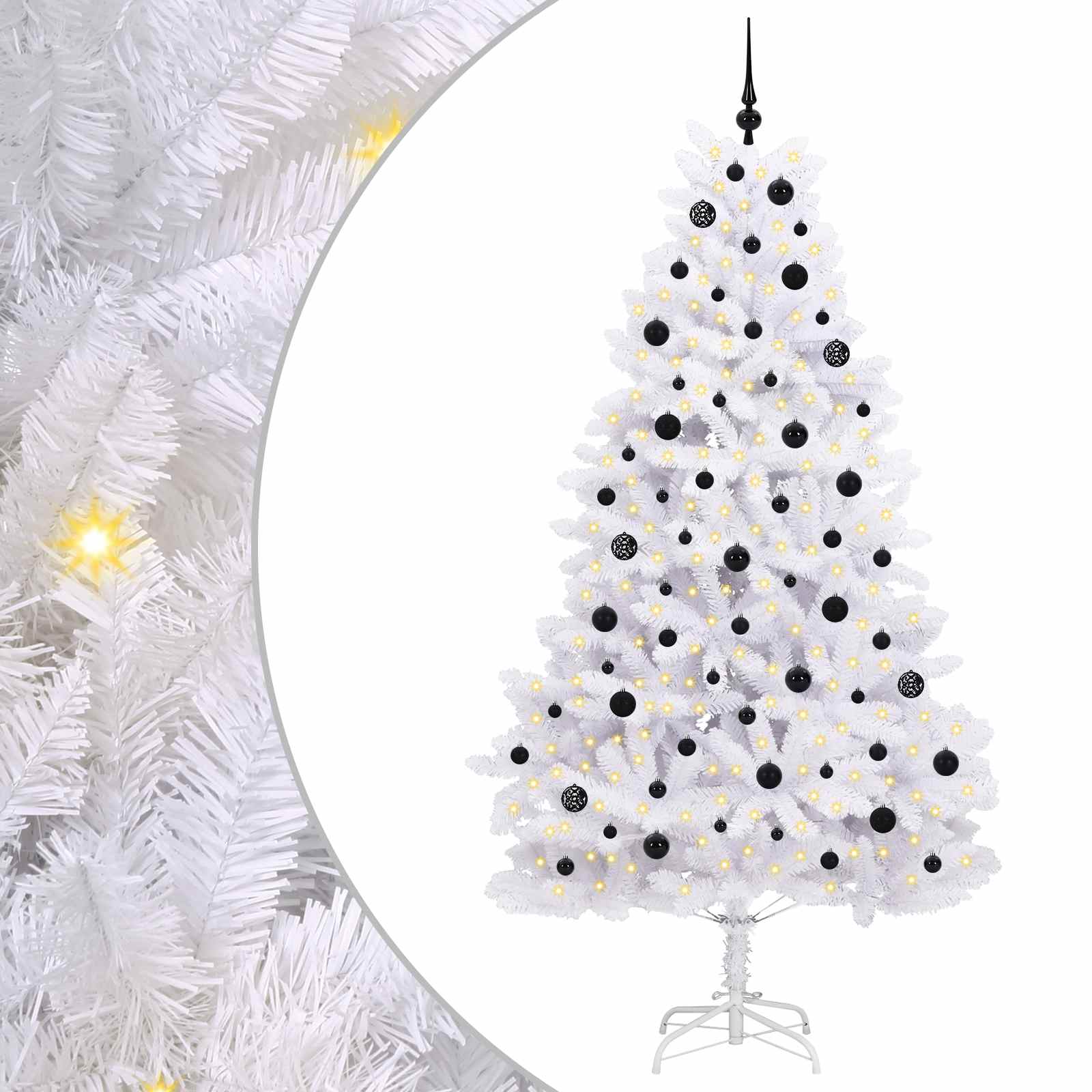 Albero di Natale Artificiale con Rami Pieghevoli Bianco 210 cm