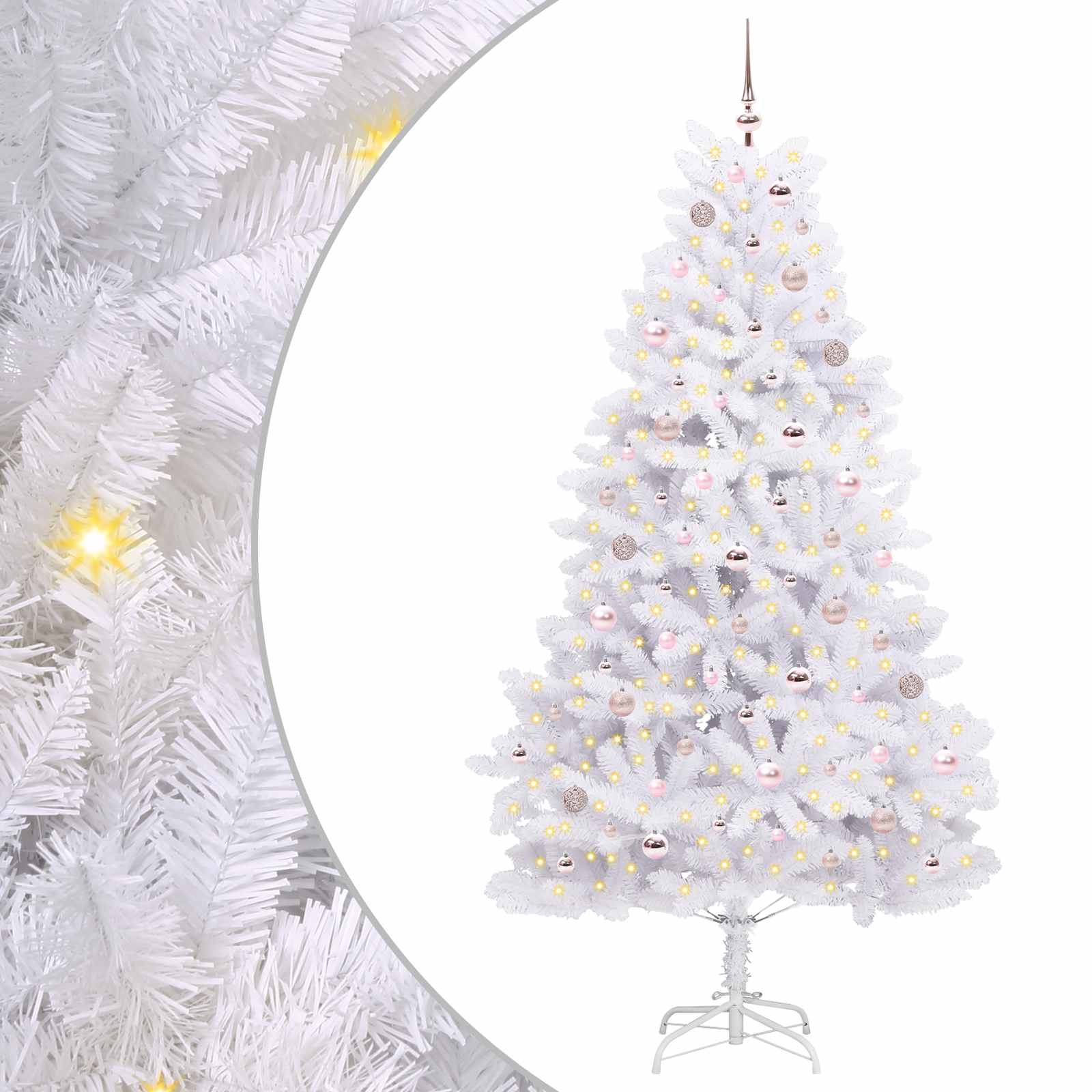 Albero di Natale Artificiale con Rami Pieghevoli Bianco 210 cm