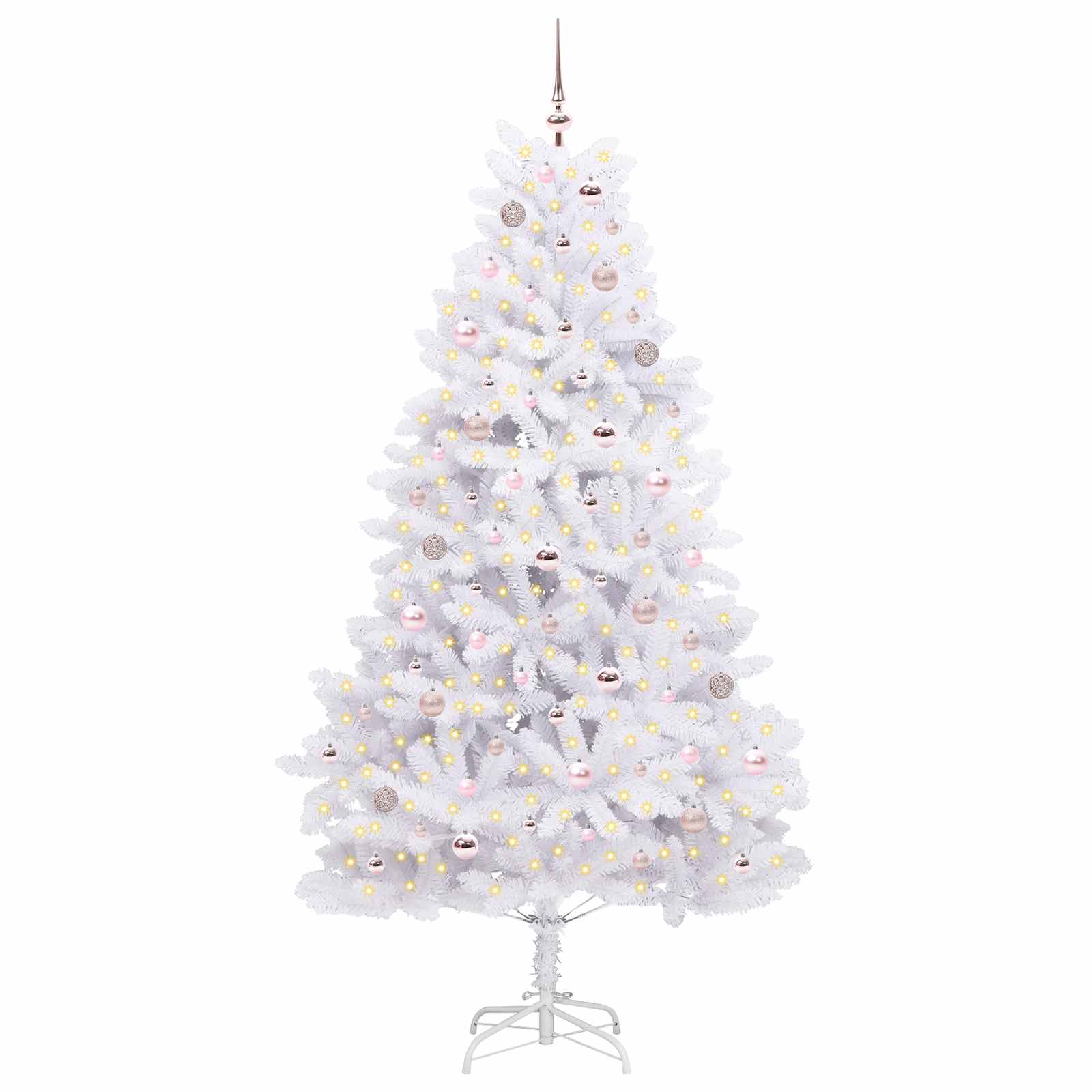 Albero di Natale Artificiale con Rami Pieghevoli Bianco 210 cm