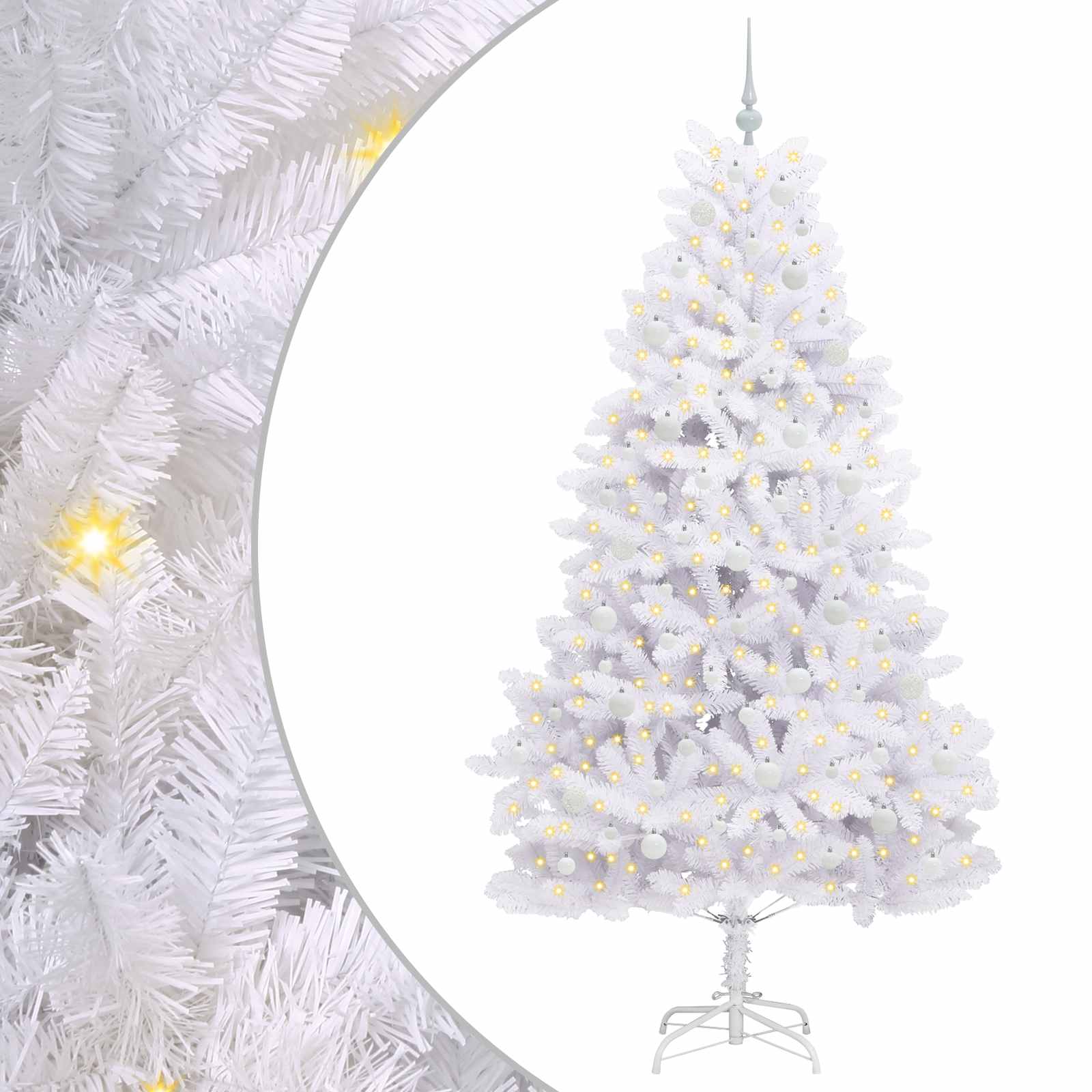 Albero di Natale Artificiale con Rami Pieghevoli Bianco 210 cm