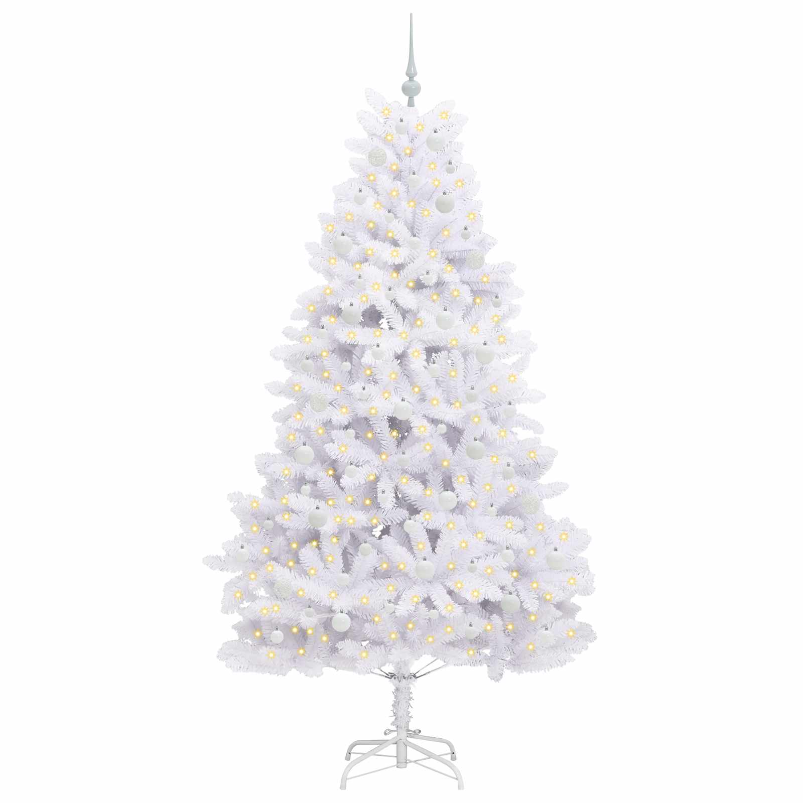 Albero di Natale Artificiale con Rami Pieghevoli Bianco 210 cm