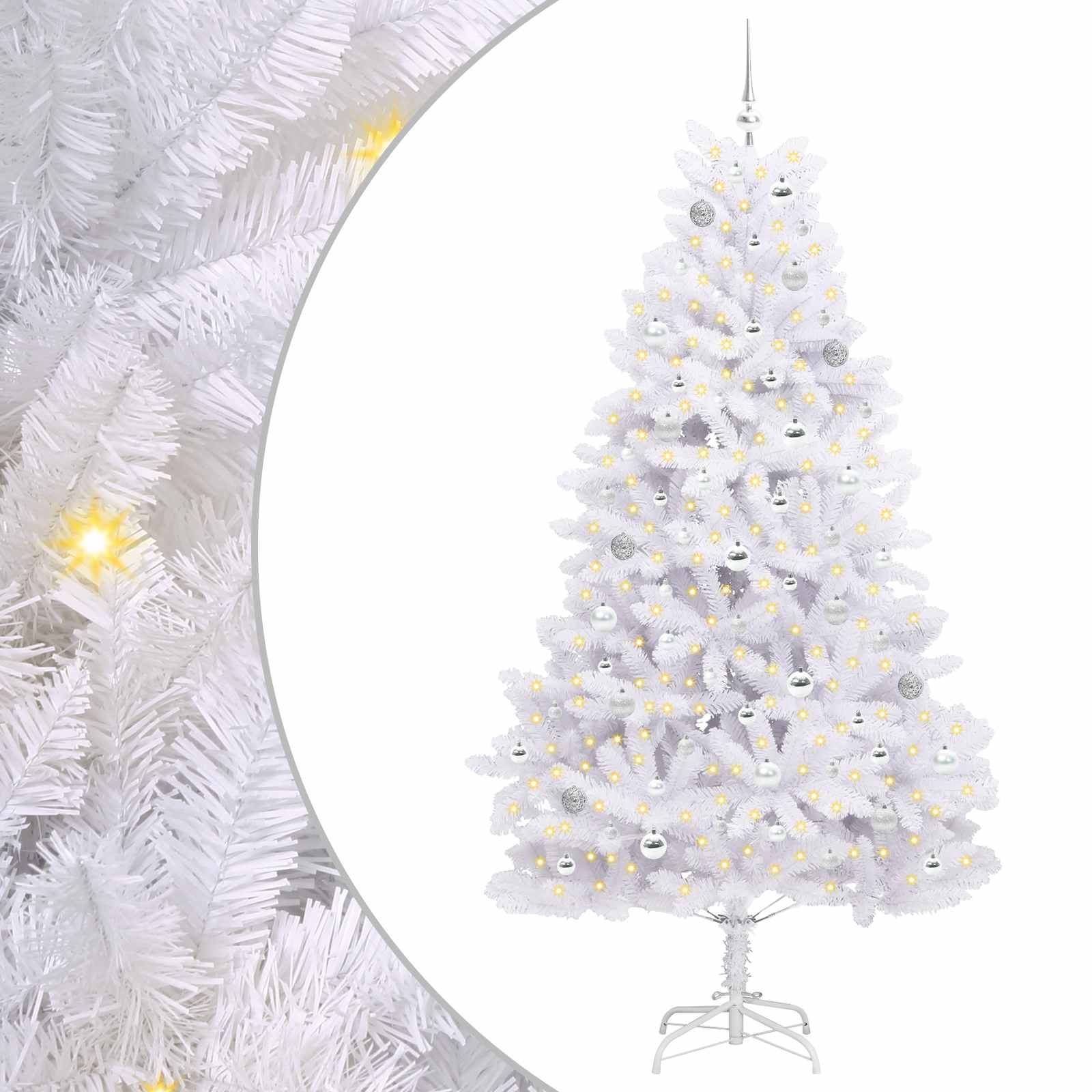 Albero di Natale Artificiale con Rami Pieghevoli Bianco 210 cm
