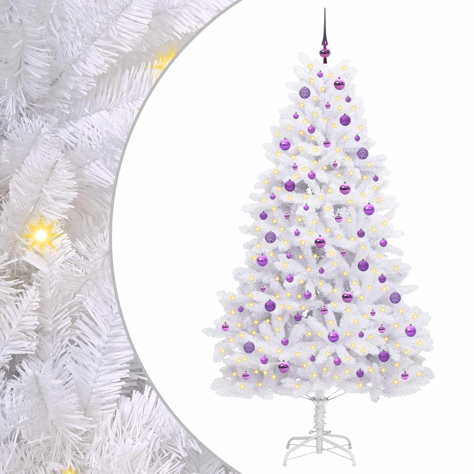 Albero di Natale Artificiale con Rami Pieghevoli Bianco 210 cm