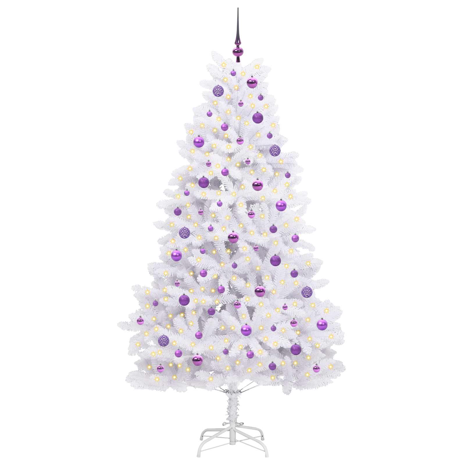 Albero di Natale Artificiale con Rami Pieghevoli Bianco 210 cm