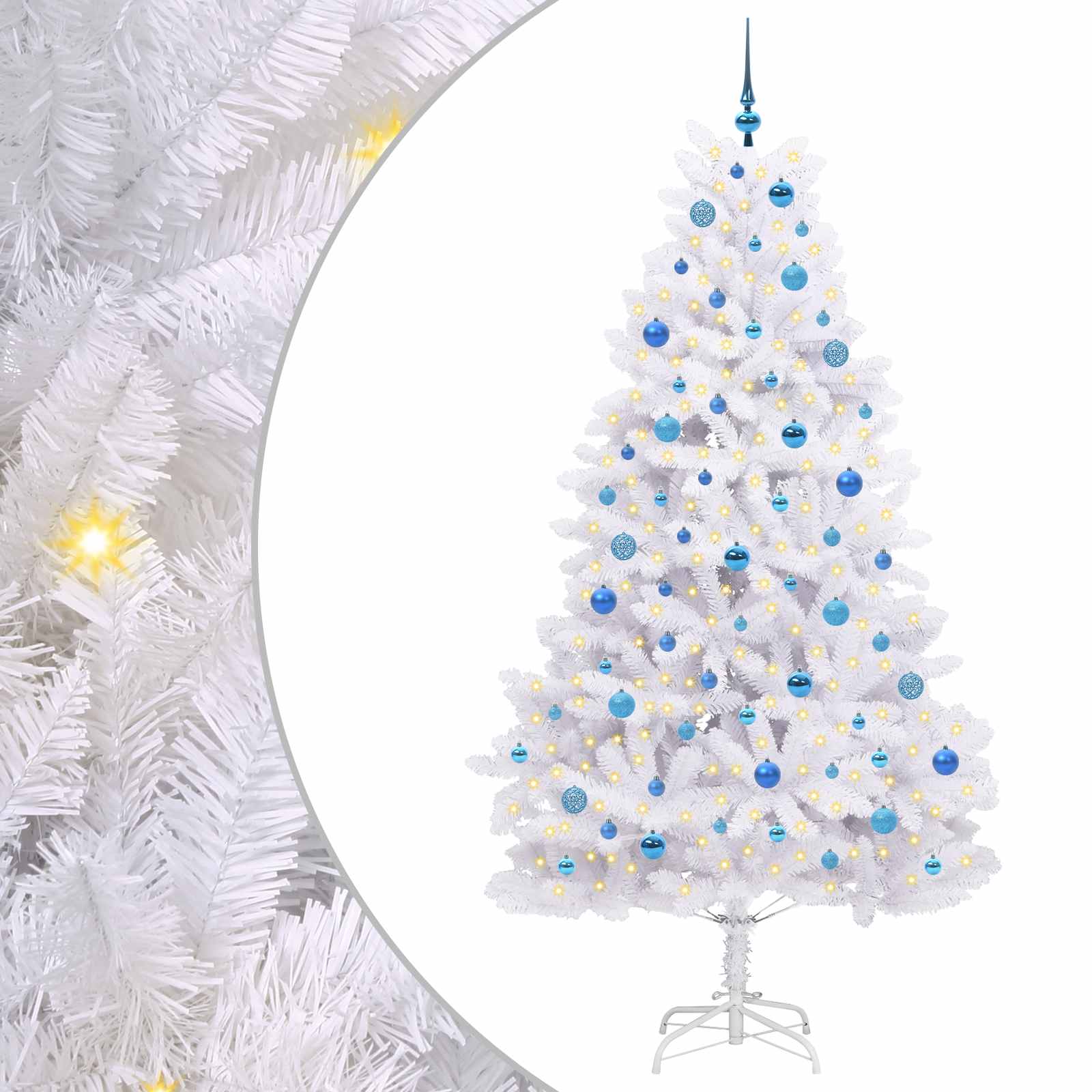 Albero di Natale Artificiale con Rami Pieghevoli Bianco 210 cm