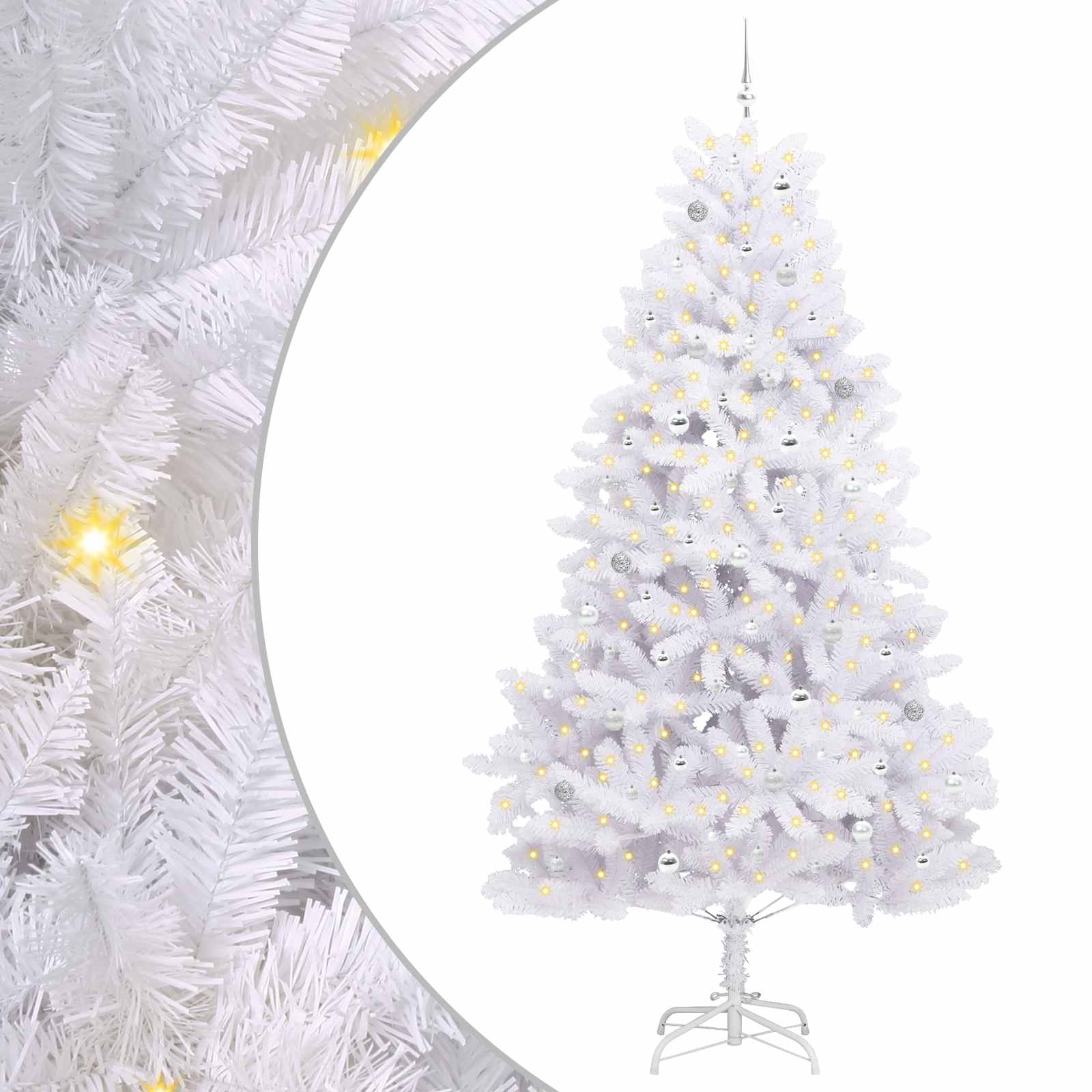 Albero di Natale Artificiale con Rami Pieghevoli Bianco 270 cm