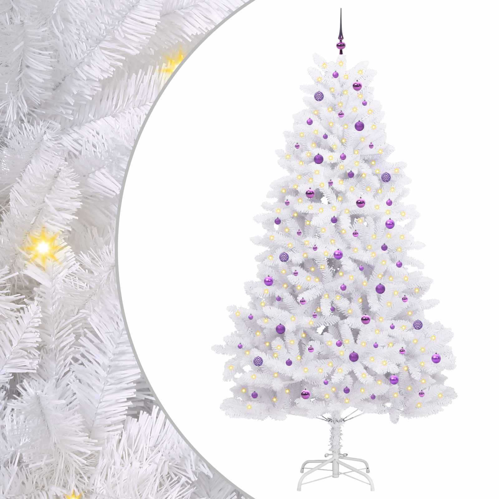 Albero di Natale Artificiale con Rami Pieghevoli Bianco 270 cm