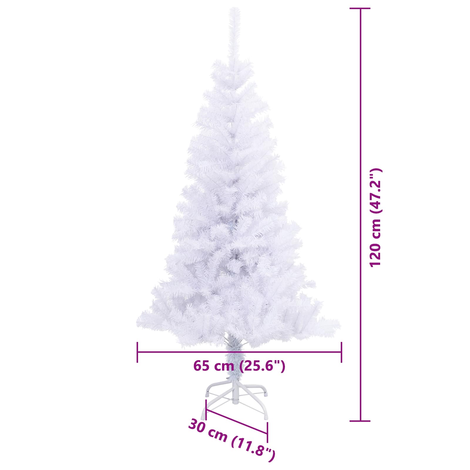 Albero di Natale artificiale Bianco 120 cm PVC e Acciaio