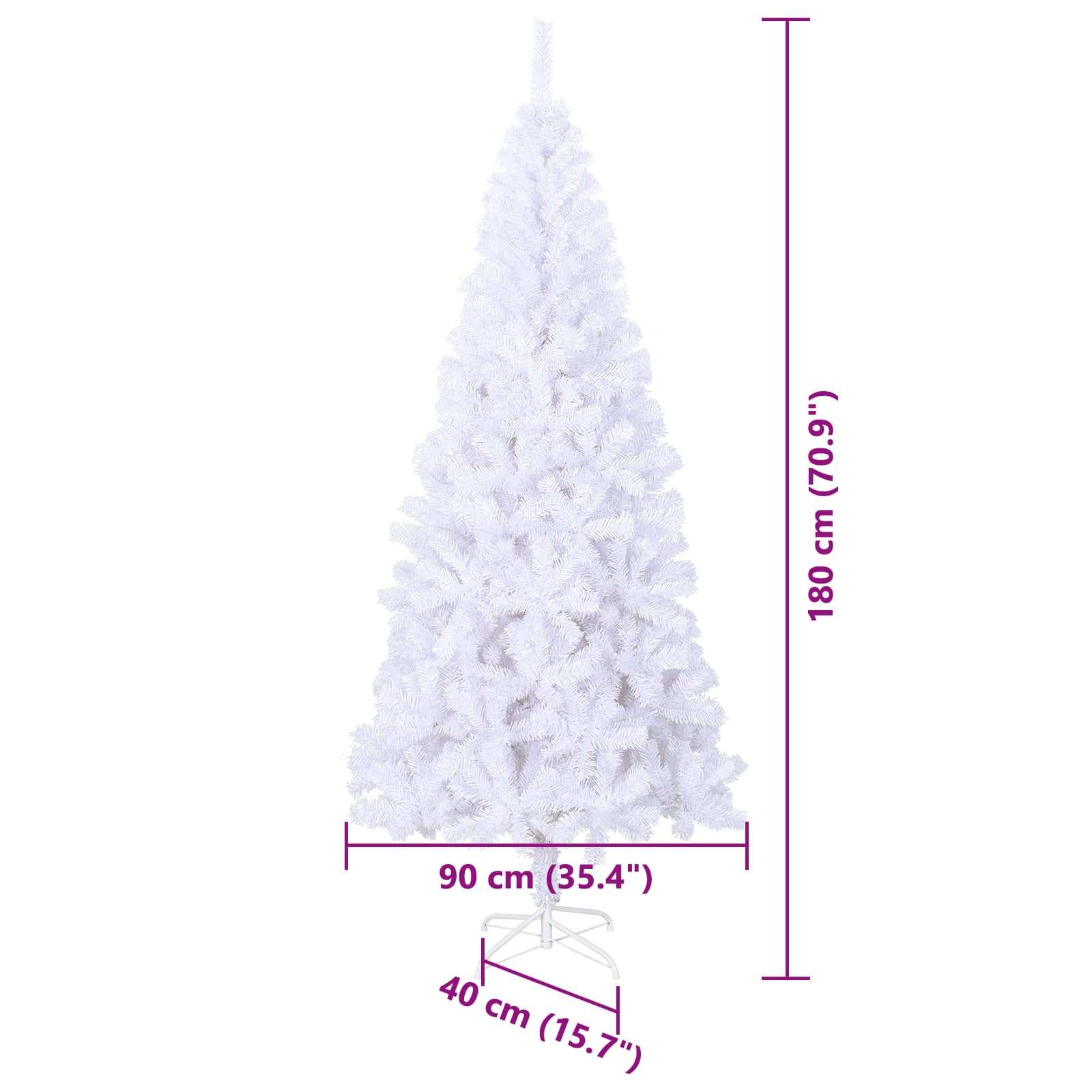 Albero di Natale artificiale Bianco 180 cm PVC e Acciaio