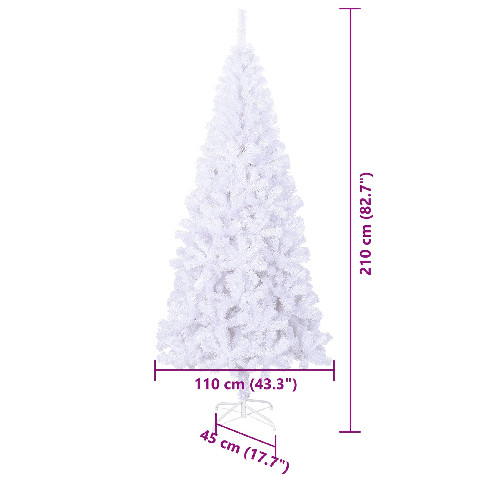 Albero di Natale artificiale Bianco 210 cm PVC e Acciaio