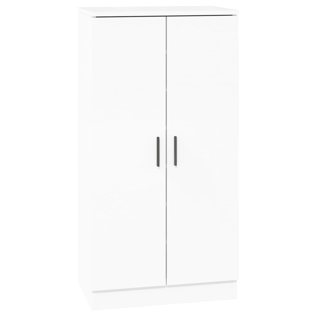 Scarpiera Bianco Lucido 55x35x108 cm in Legno Multistrato