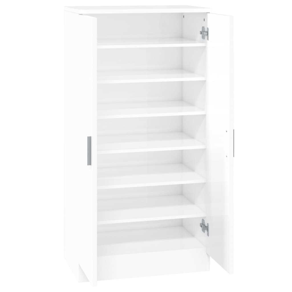 Scarpiera Bianco Lucido 55x35x108 cm in Legno Multistrato
