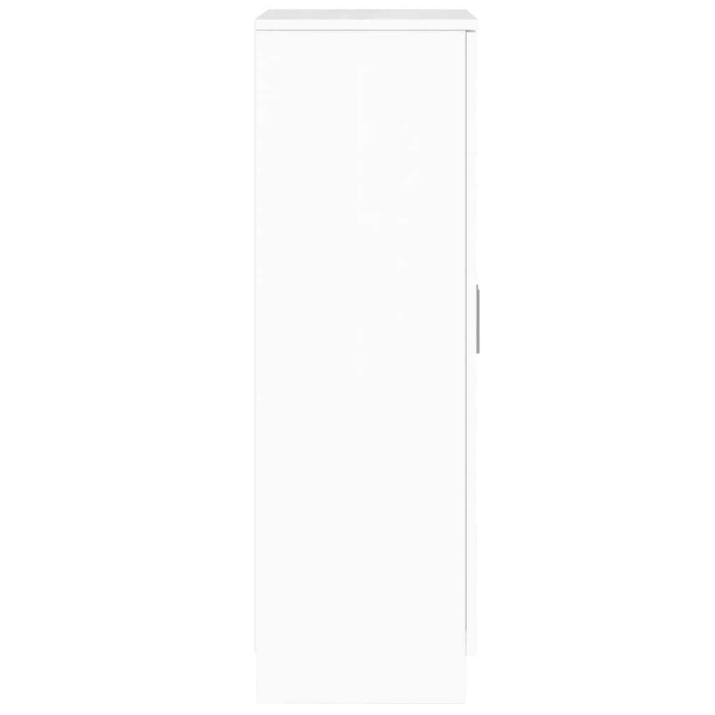 Scarpiera Bianco Lucido 55x35x108 cm in Legno Multistrato
