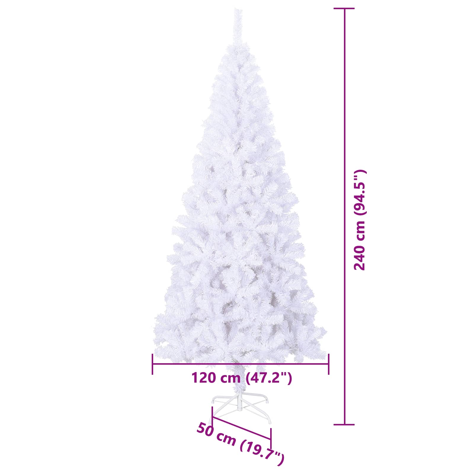 Albero di Natale artificiale Bianco 240 cm PVC e Acciaio