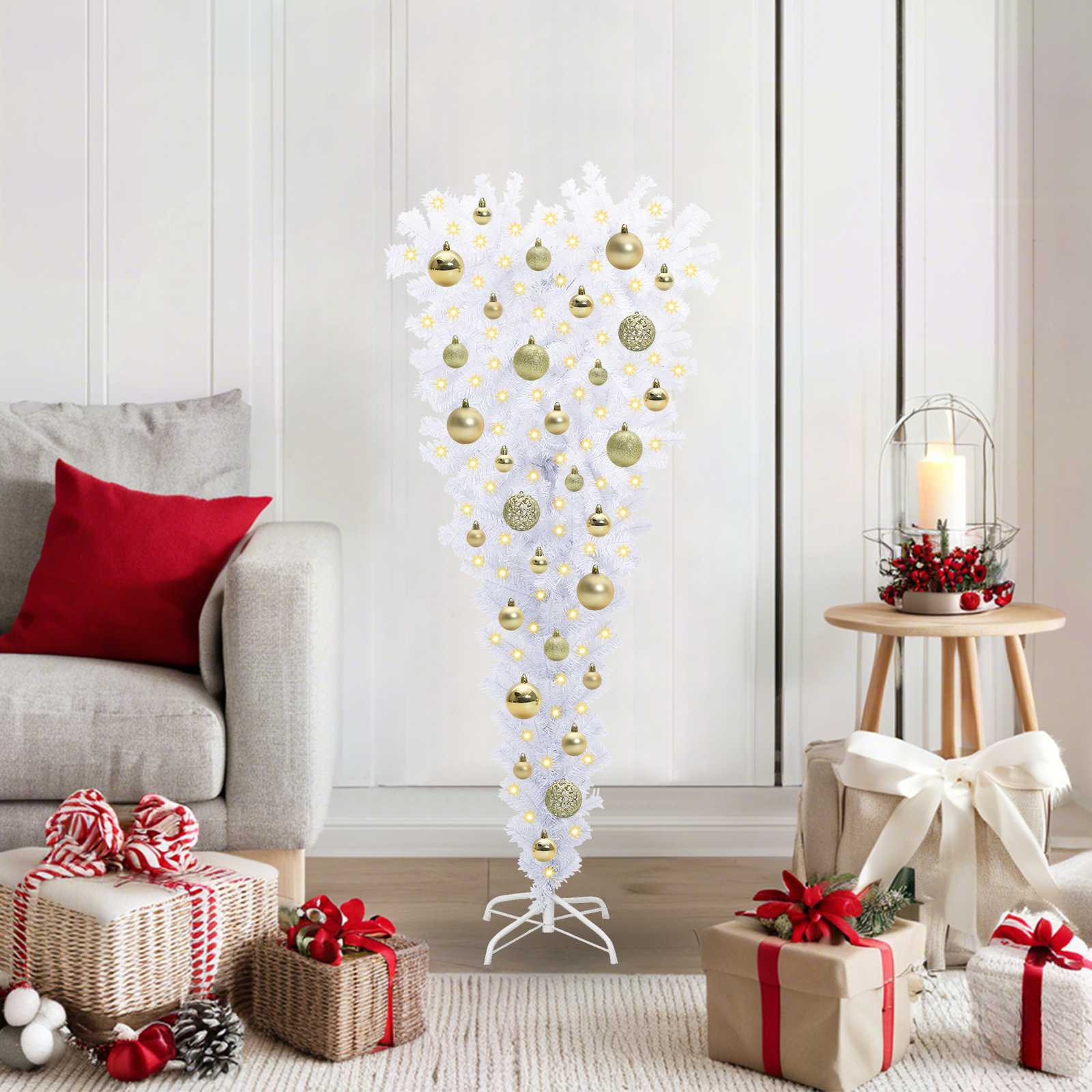 Albero di Natale artificiale Bianco 120 cm PVC e Acciaio