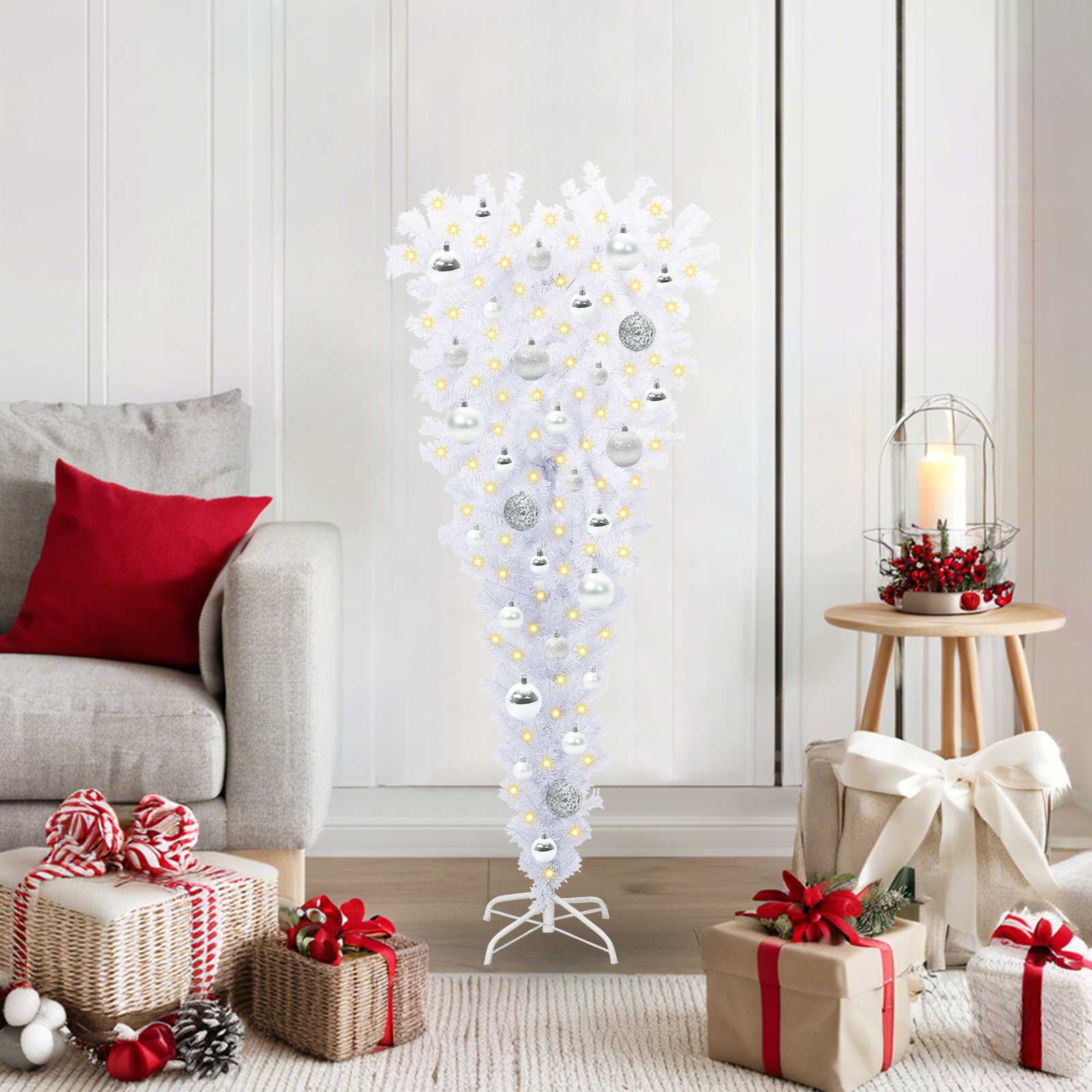 Albero di Natale artificiale Bianco 120 cm PVC e Acciaio