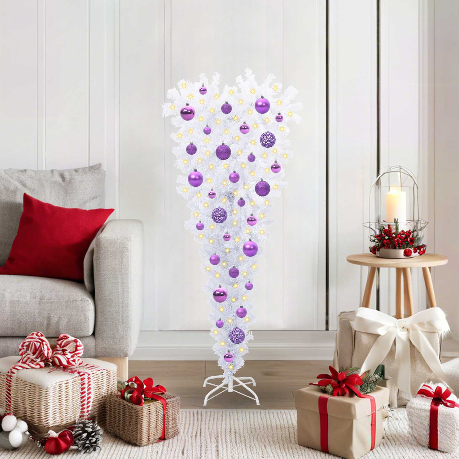 Albero di Natale artificiale Bianco 120 cm PVC e Acciaio