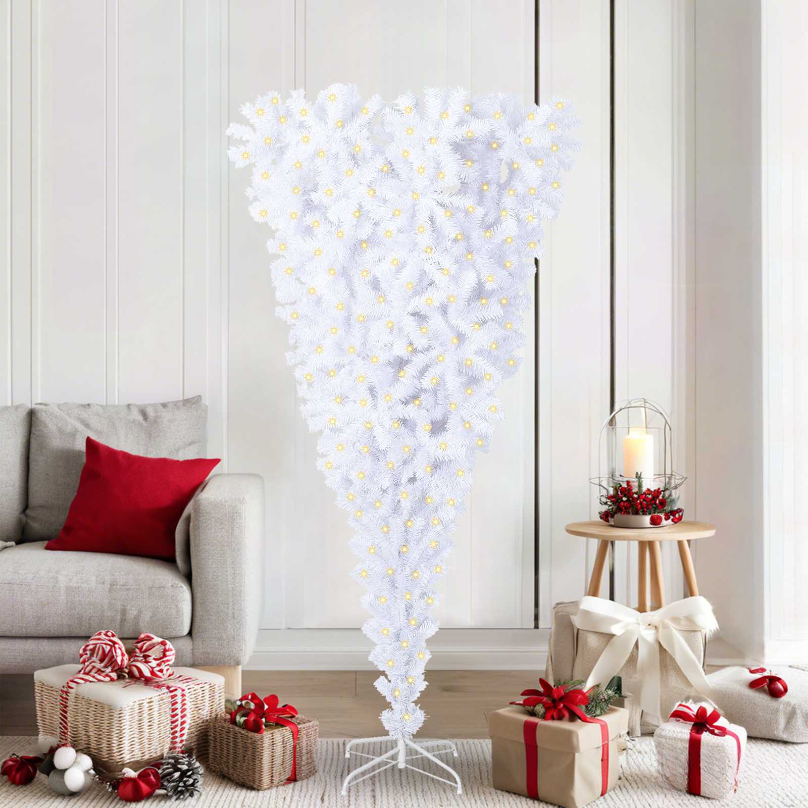 Albero di Natale artificiale Bianco 180 cm PVC e Acciaio