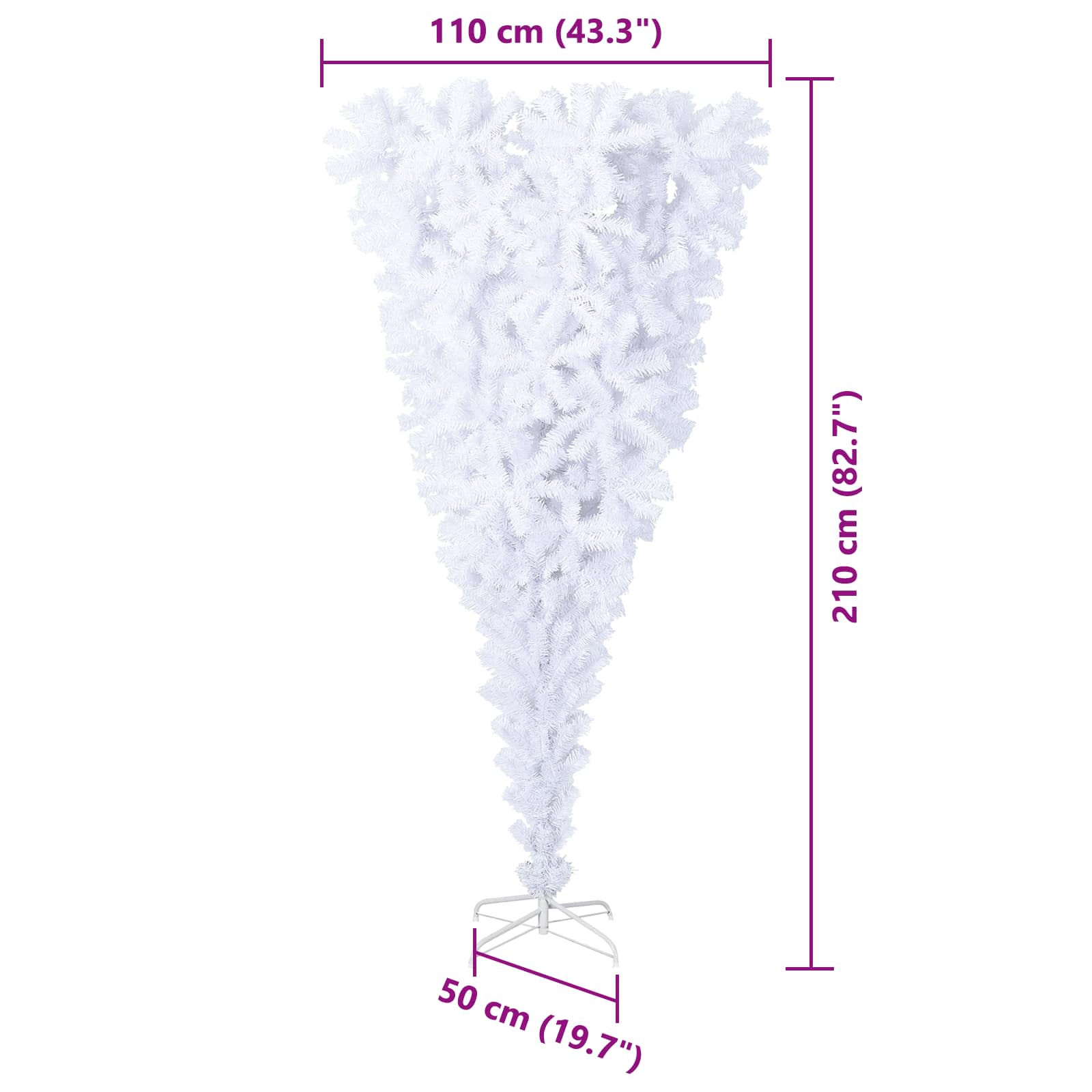 Albero di Natale artificiale Bianco 210 cm PVC e Acciaio