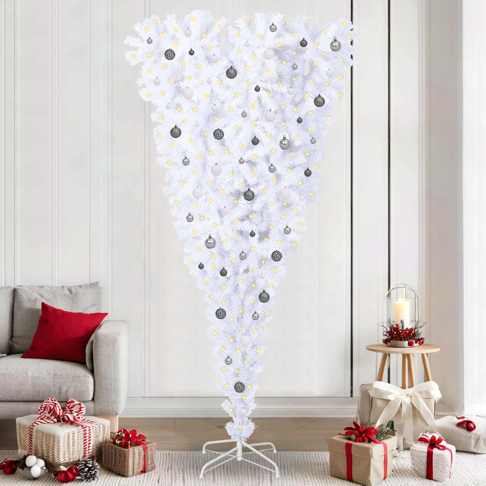 Albero di Natale artificiale Bianco 240 cm PVC e Acciaio
