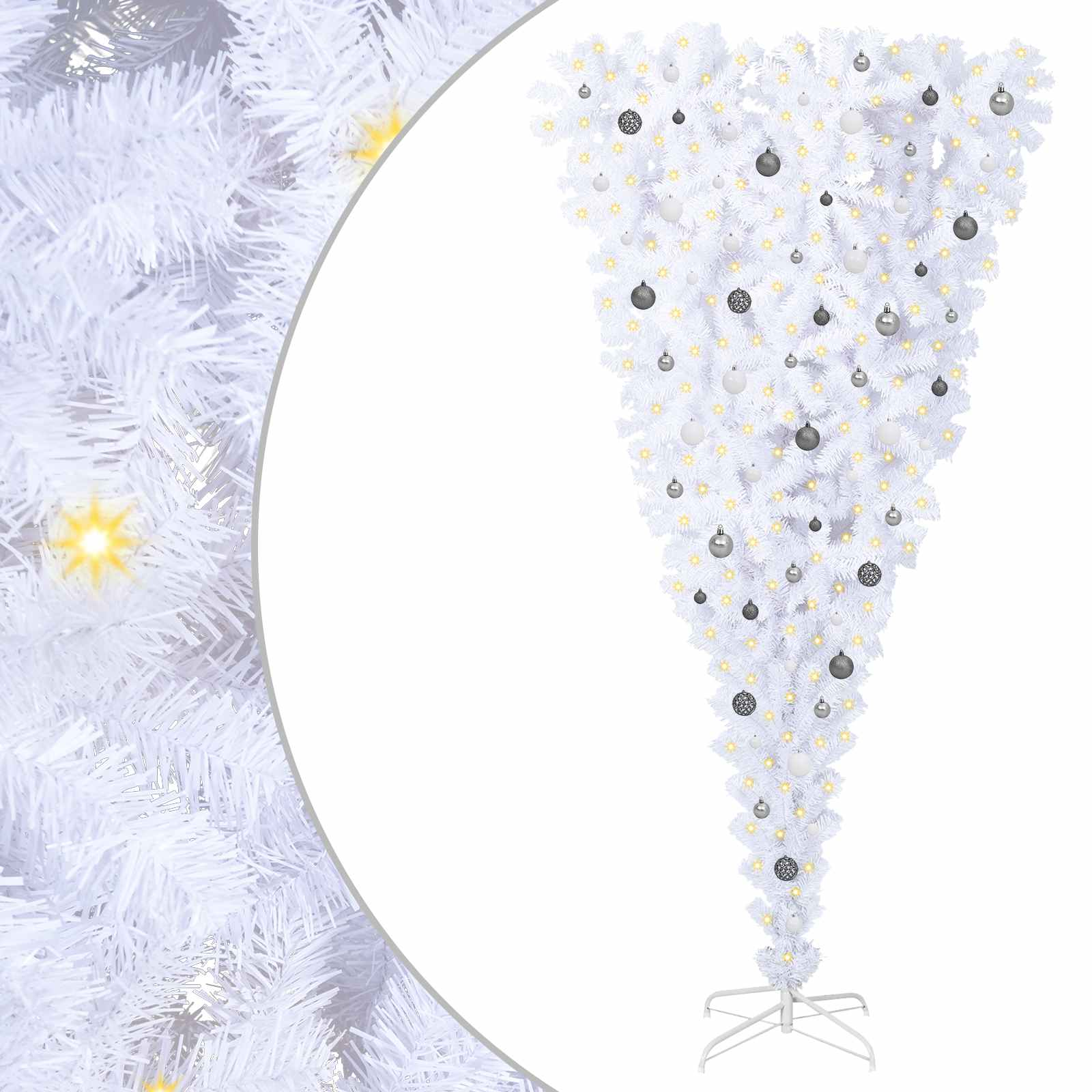 Albero di Natale artificiale Bianco 240 cm PVC e Acciaio