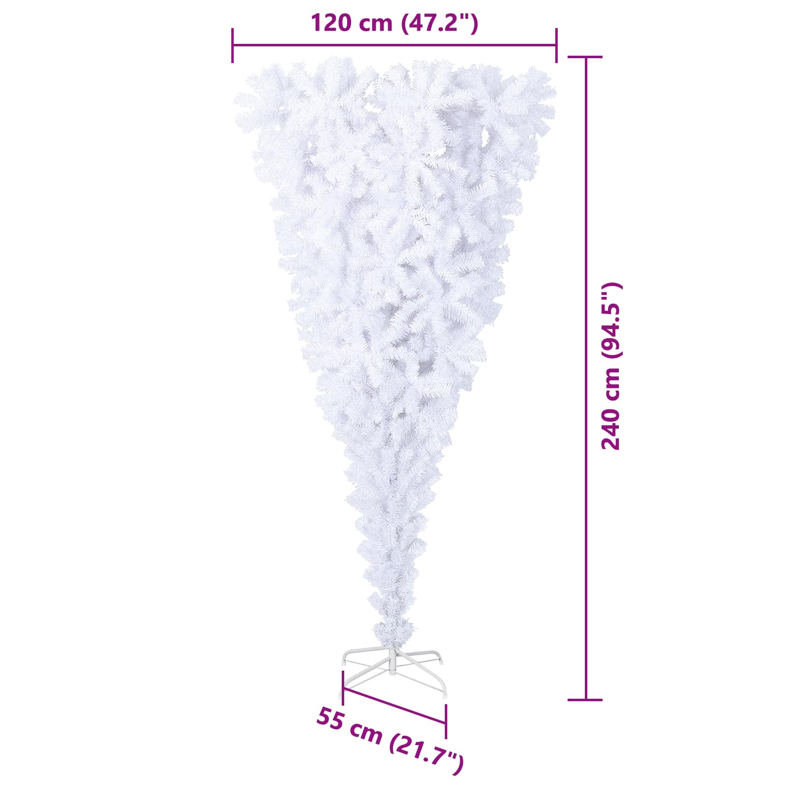 Albero di Natale artificiale Bianco 240 cm PVC e Acciaio