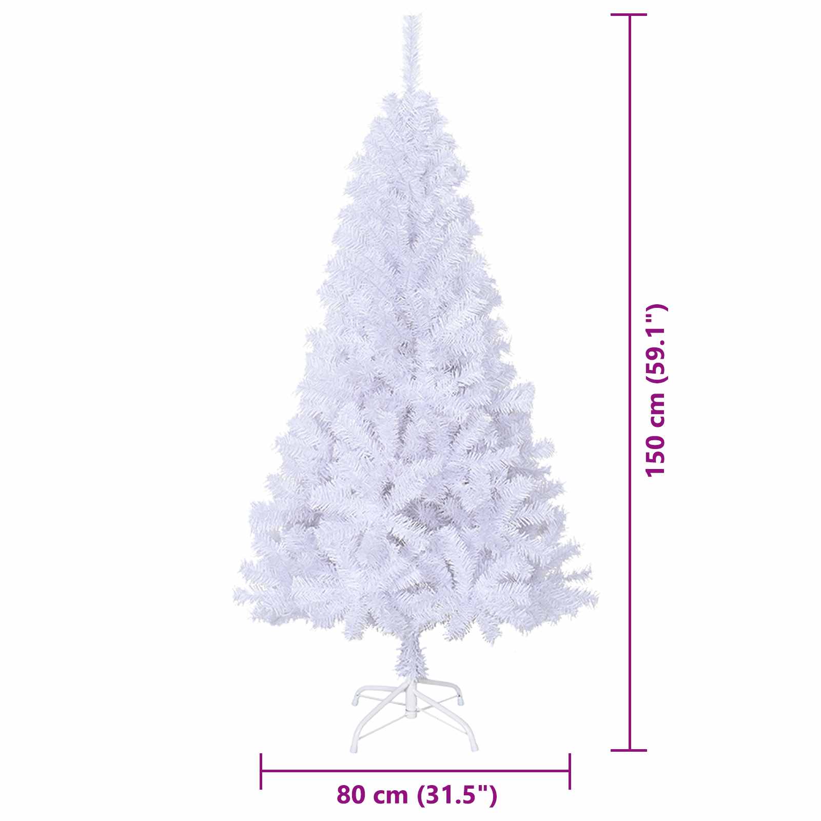 Albero di Natale artificiale Bianco 150 cm PVC e Acciaio
