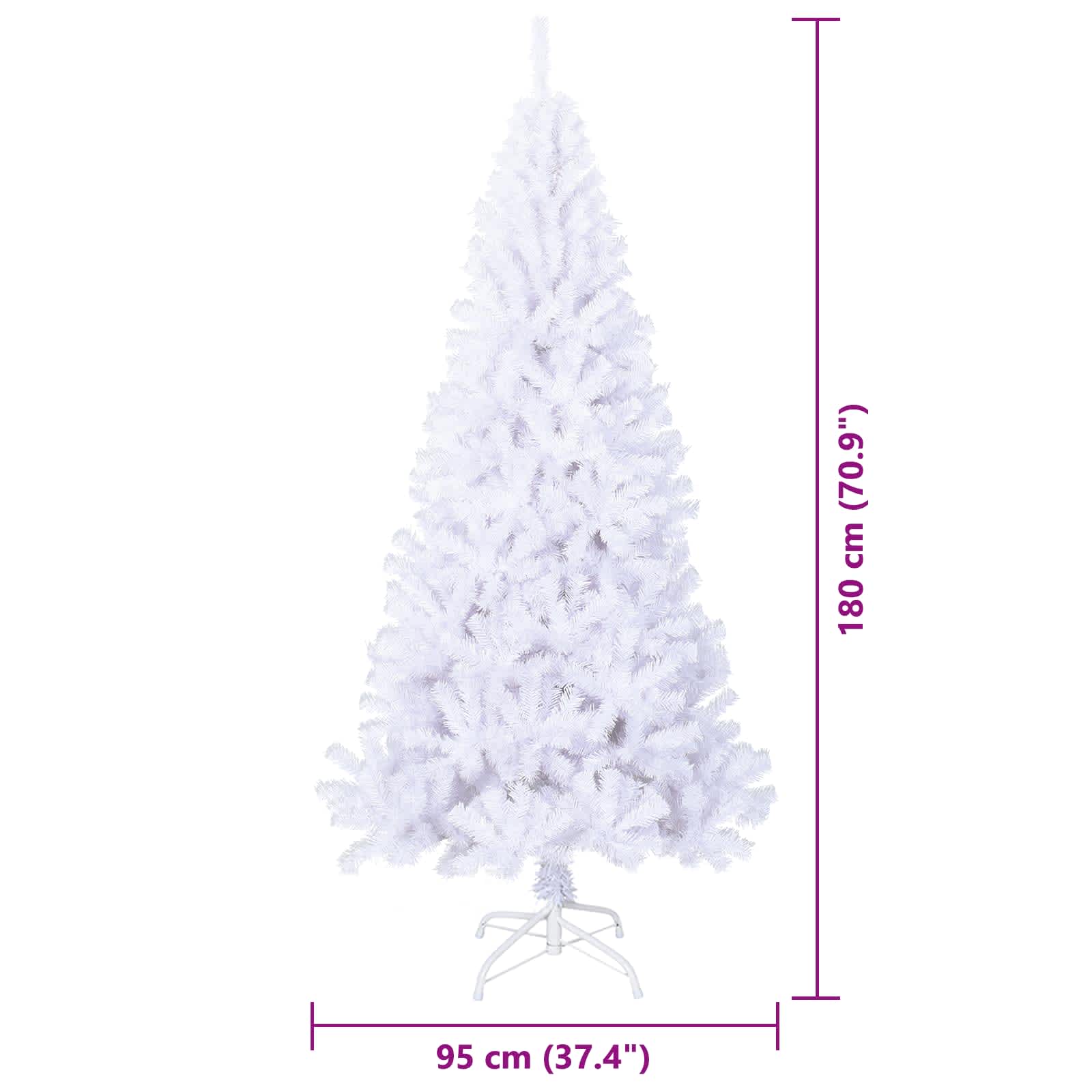 Albero di Natale artificiale Bianco 180 cm PVC e Acciaio
