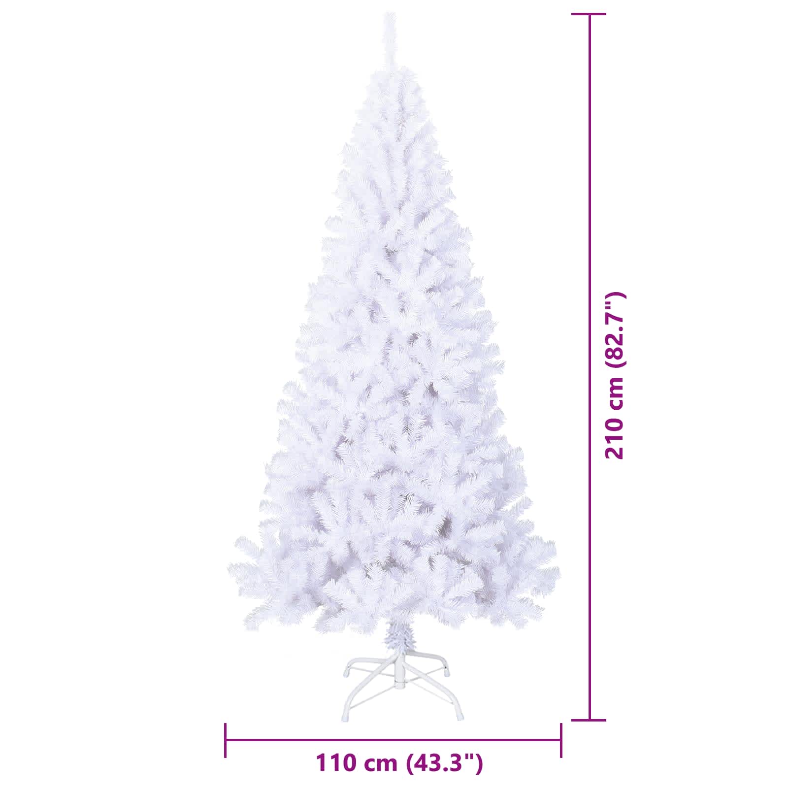 Albero di Natale artificiale Bianco 210 cm PVC e Acciaio