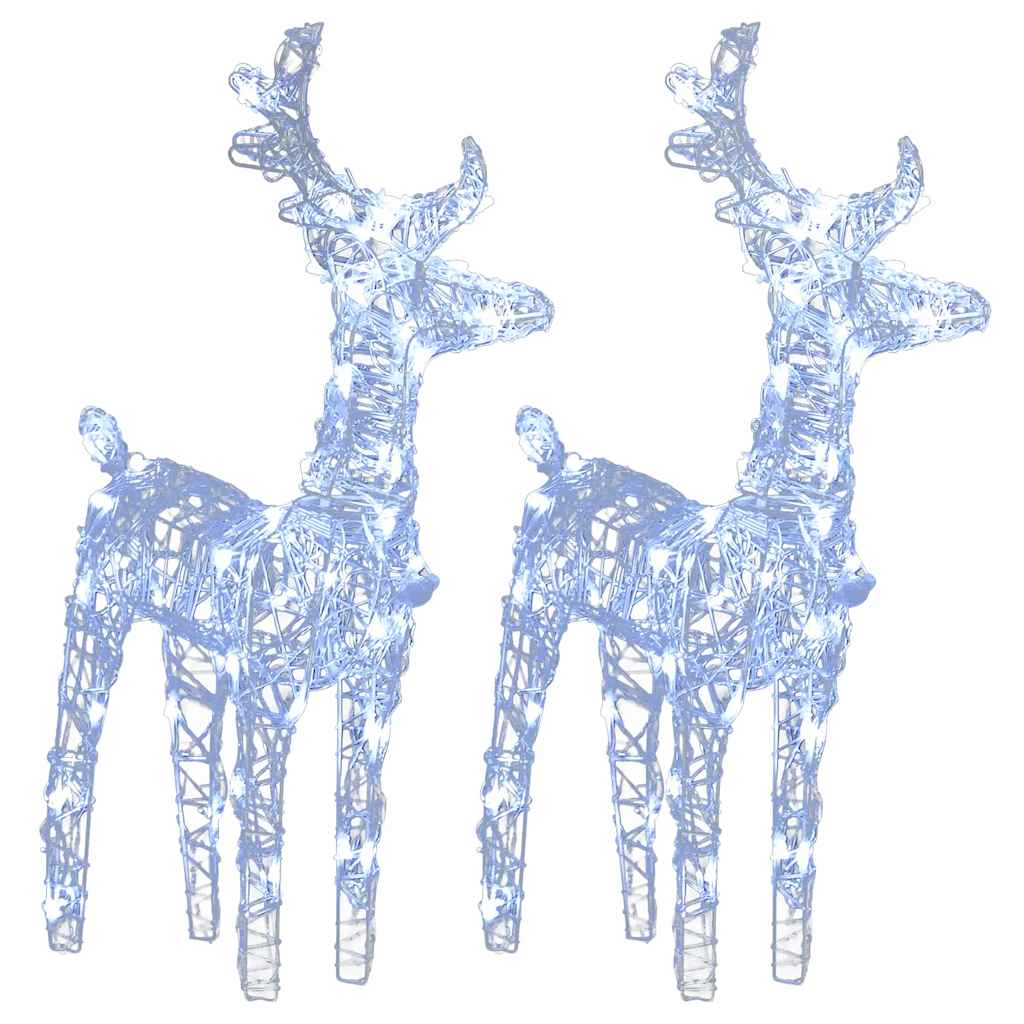 Renne di Natale 2 pz Bianco Freddo 80 LED in Acrilico