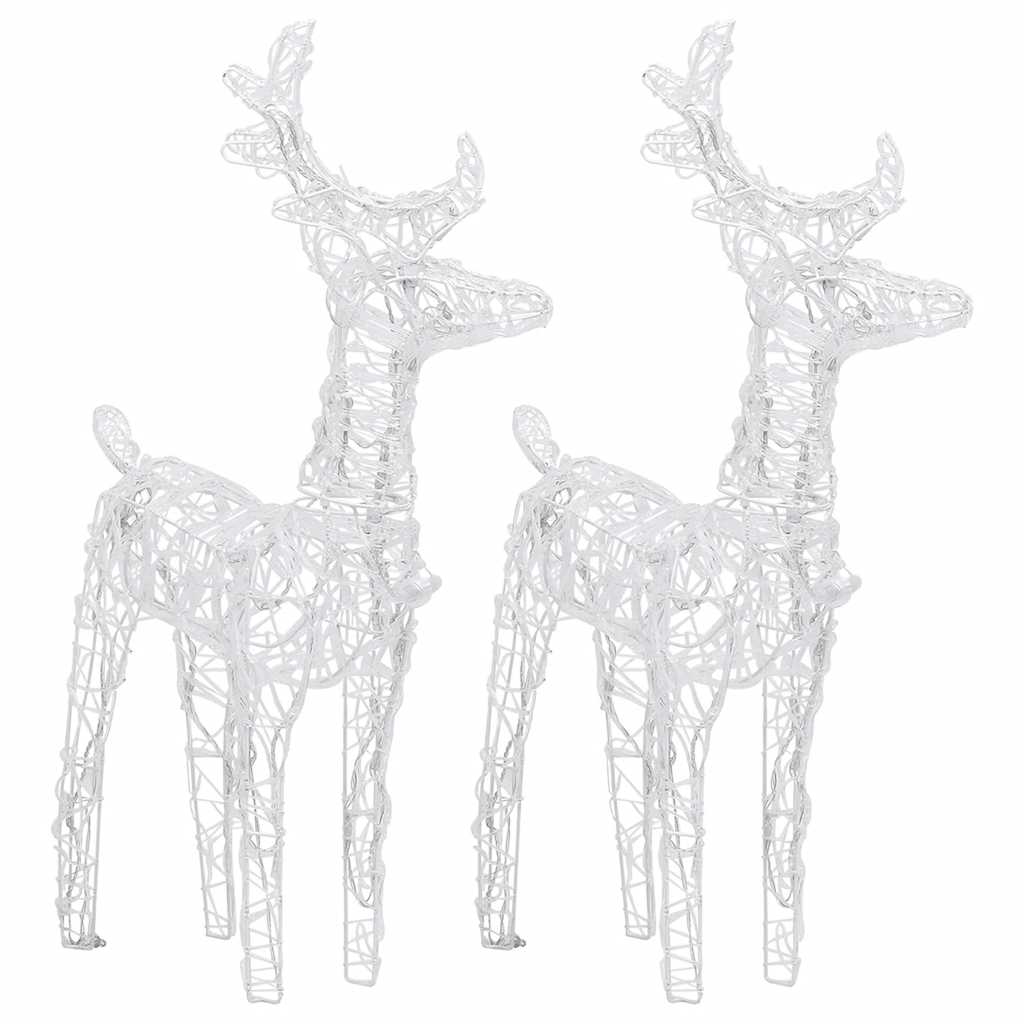 Renne di Natale 2 pz Bianco Freddo 80 LED in Acrilico