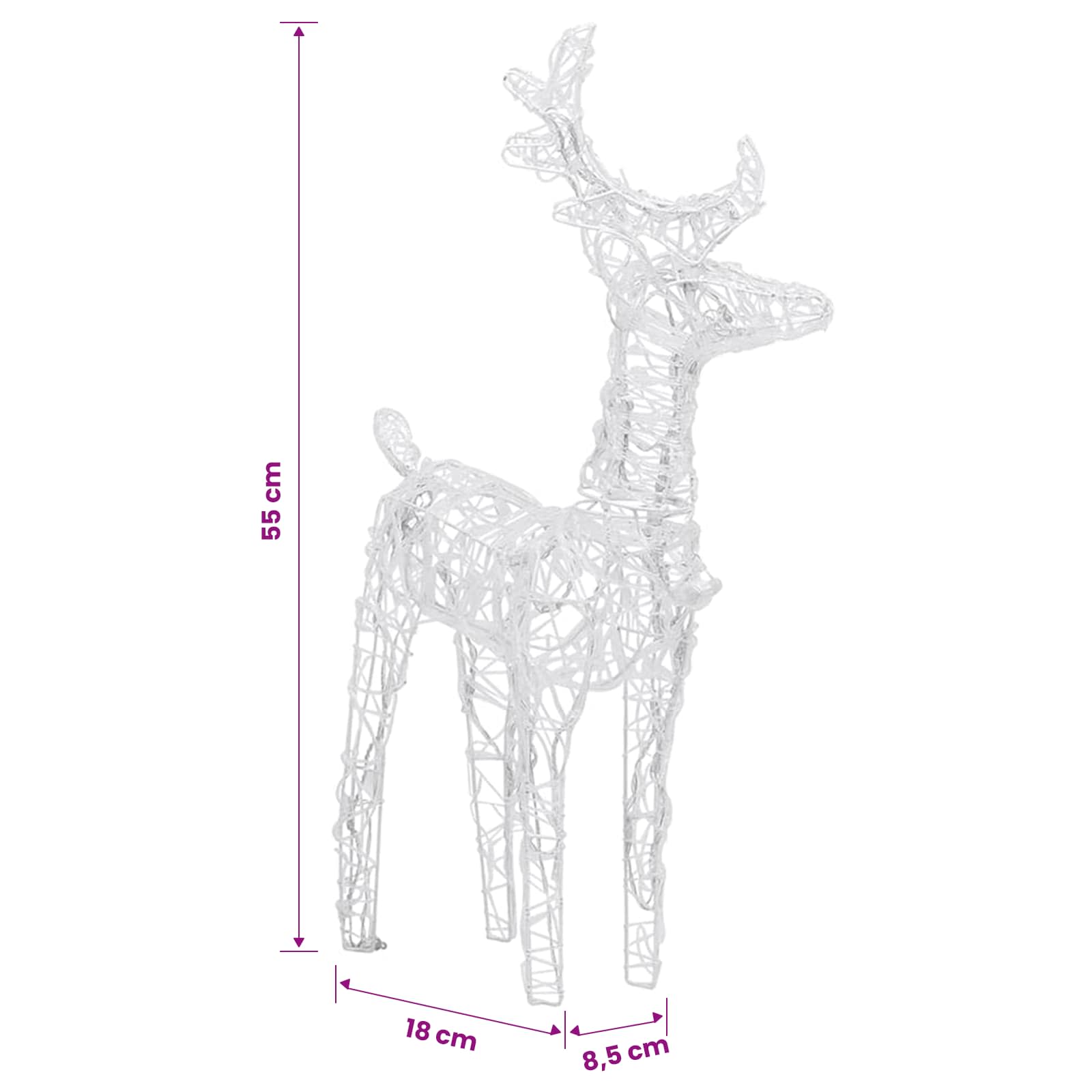Renne di Natale 2 pz Bianco Freddo 80 LED in Acrilico