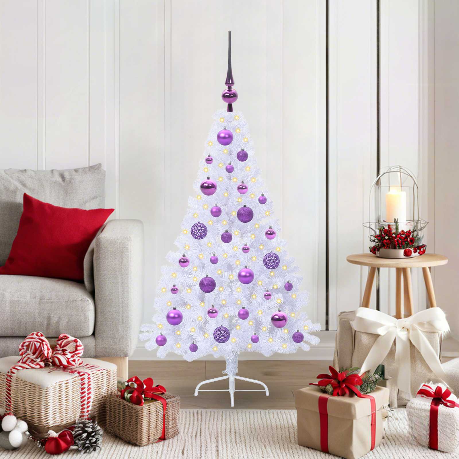 Albero di Natale artificiale Bianco 120 cm PVC e Acciaio