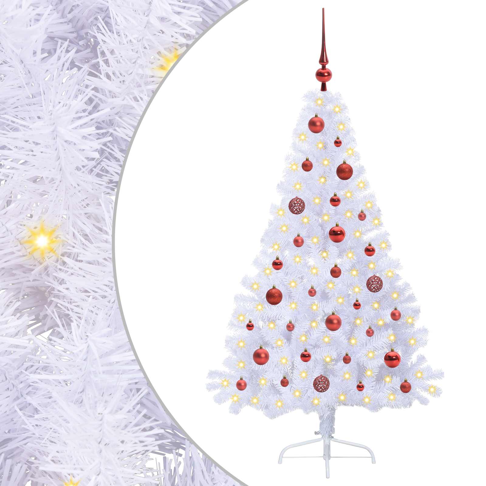 Albero di Natale artificiale Bianco 150 cm PVC e Acciaio