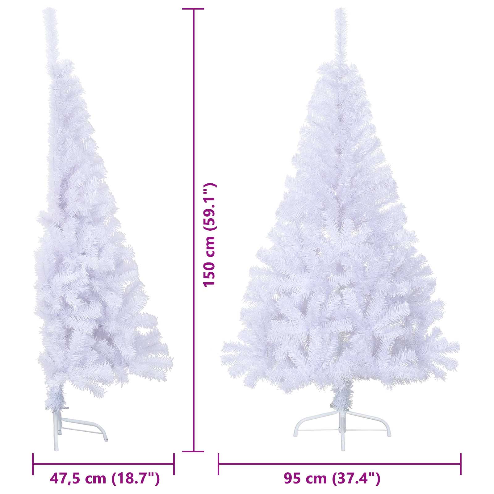 Albero di Natale artificiale Bianco 150 cm PVC e Acciaio
