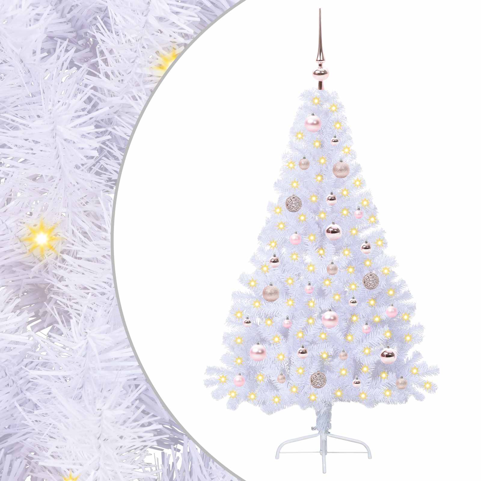 Albero di Natale artificiale Bianco 150 cm PVC e Acciaio