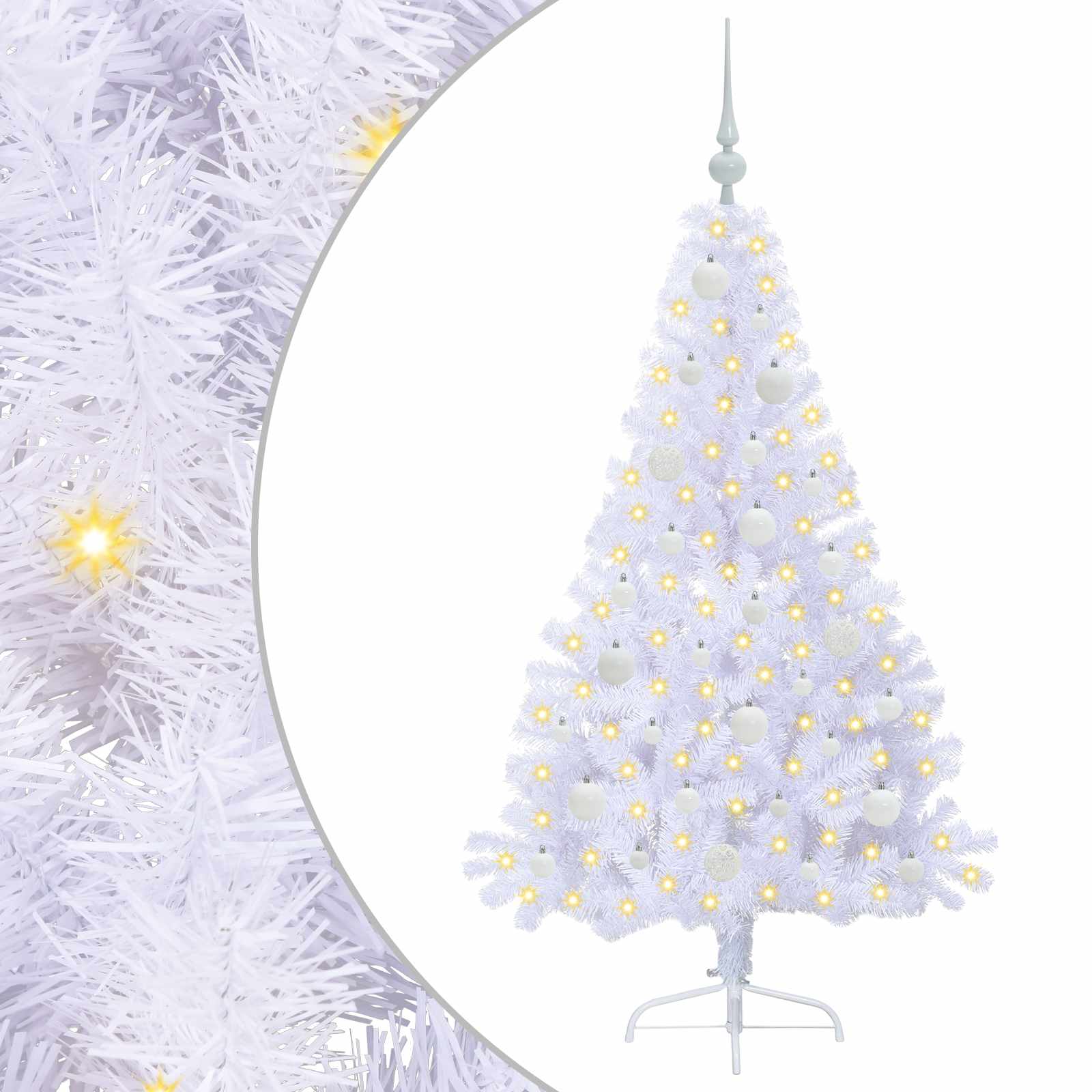 Albero di Natale artificiale Bianco 150 cm PVC e Acciaio