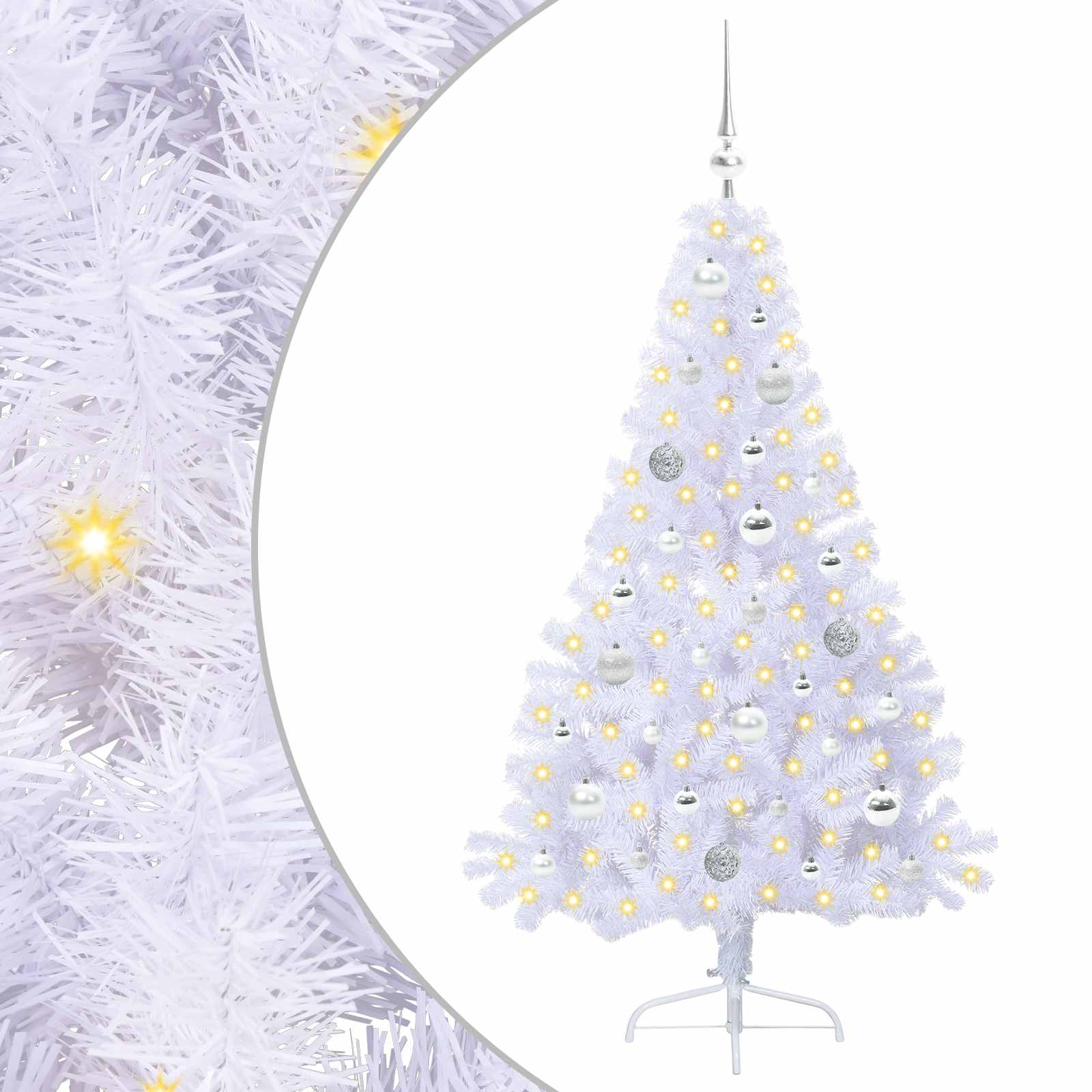 Albero di Natale artificiale Bianco 150 cm PVC e Acciaio
