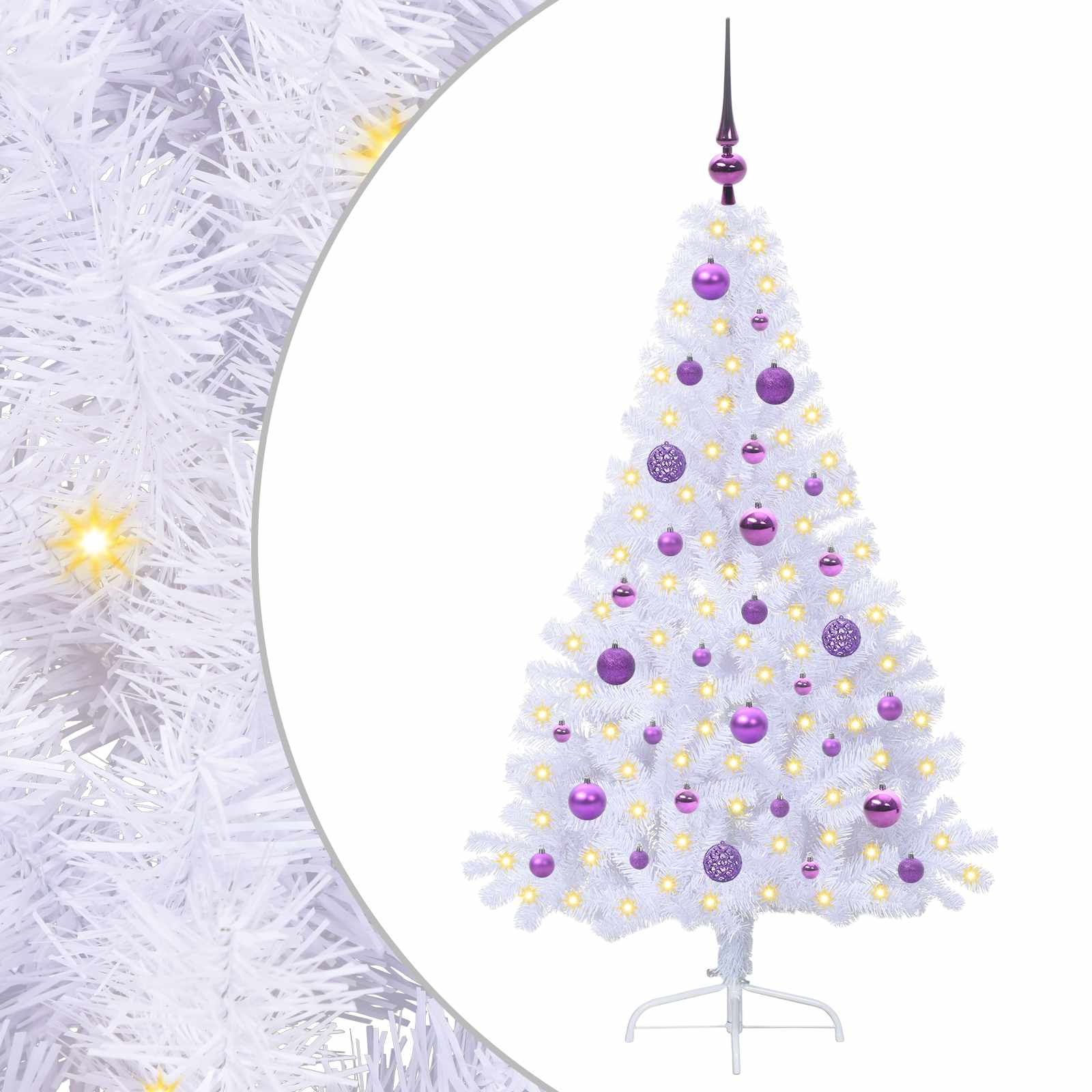 Albero di Natale artificiale Bianco 150 cm PVC e Acciaio