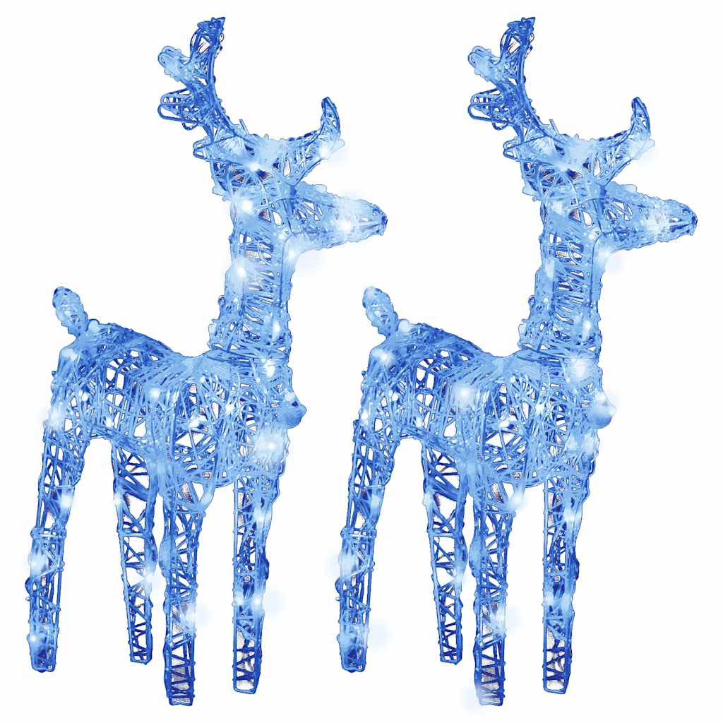 Renne di Natale 2 pz Blu 80 LED in Acrilico