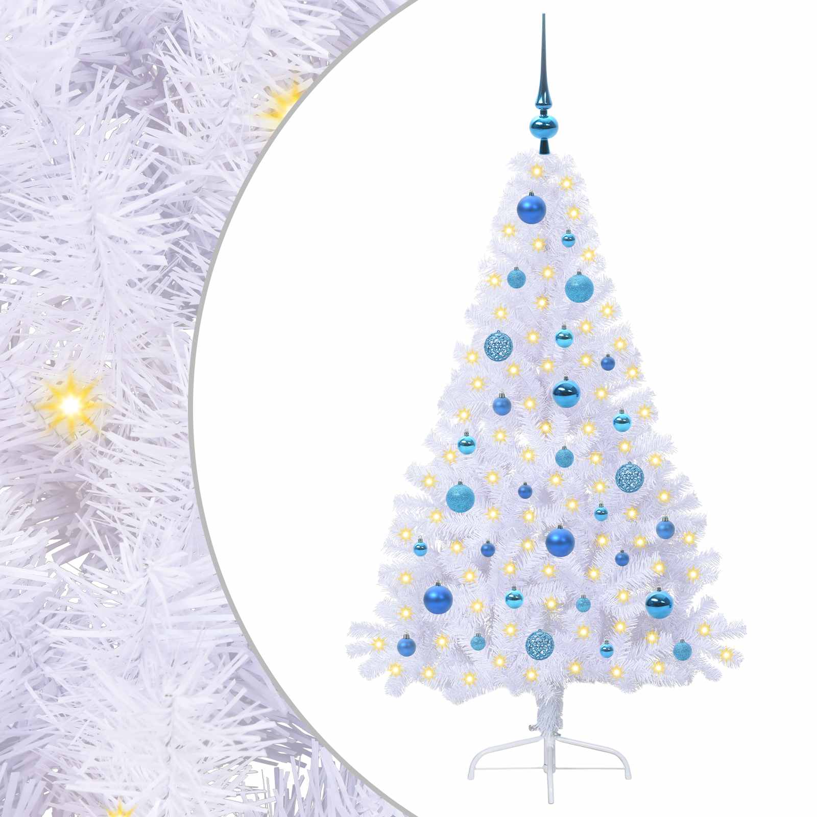 Albero di Natale artificiale Bianco 150 cm PVC e Acciaio