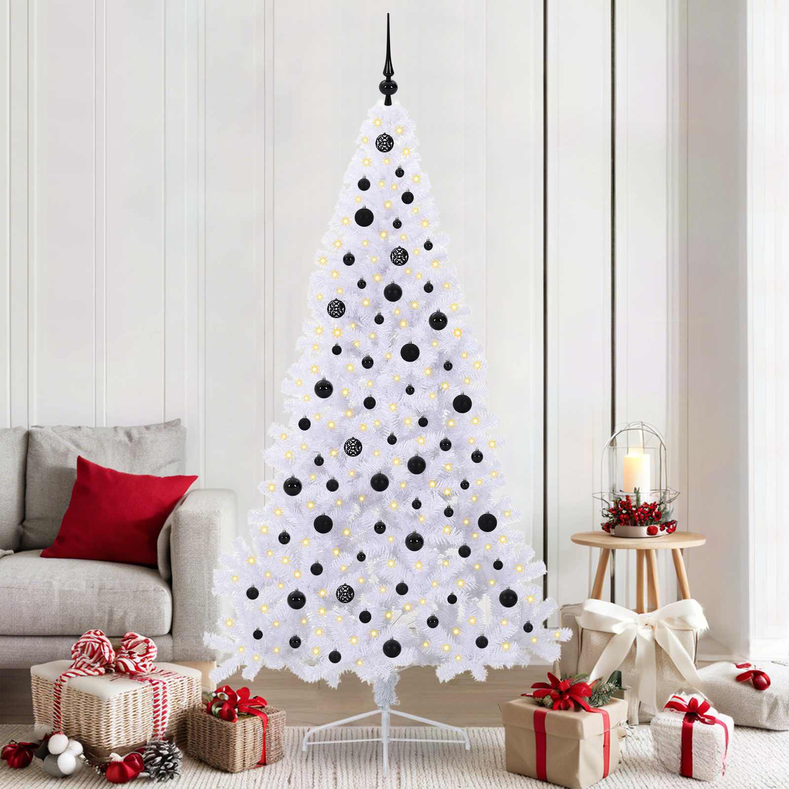 Albero di Natale artificiale Bianco 210 cm PVC e Acciaio
