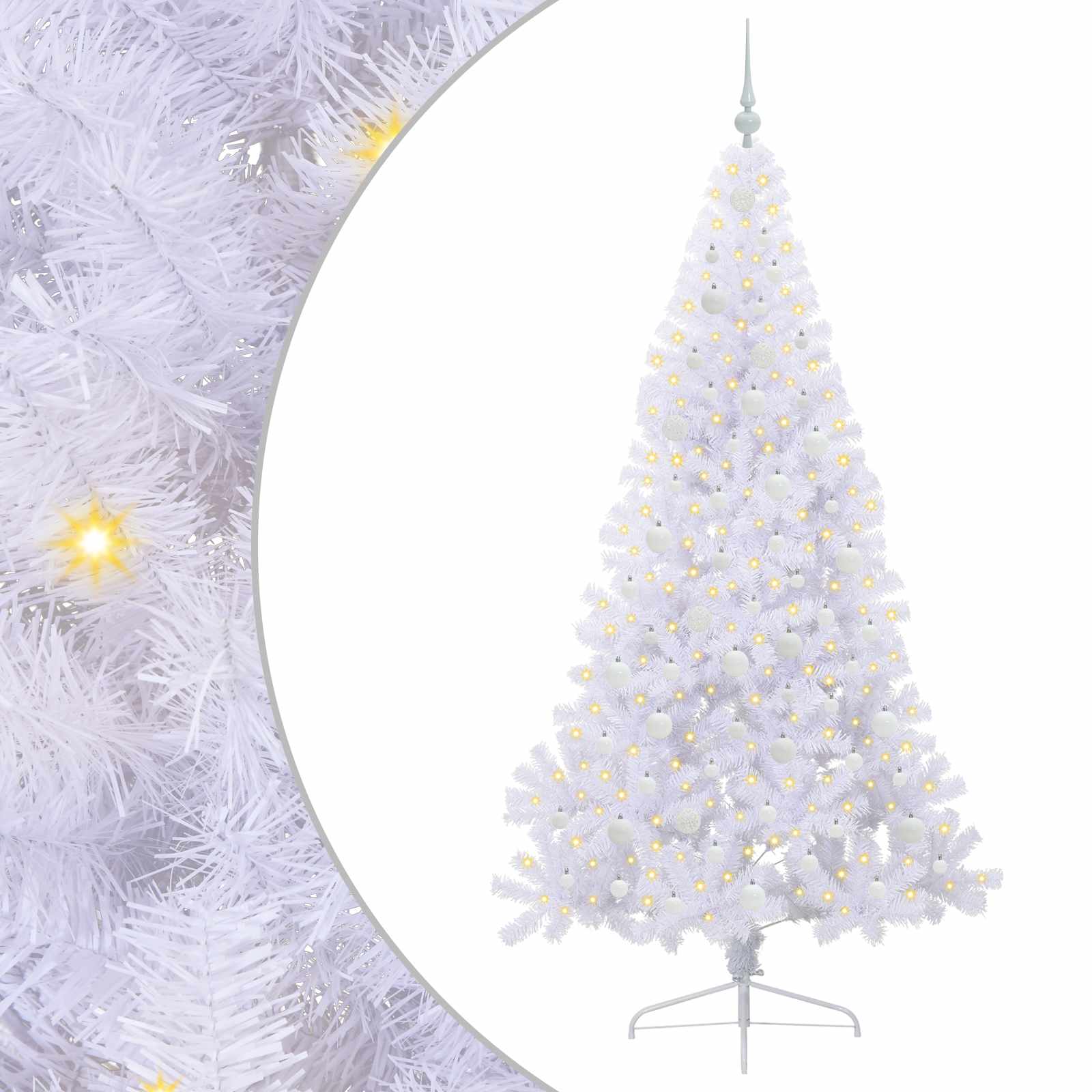 Albero di Natale artificiale Bianco 210 cm PVC e Acciaio