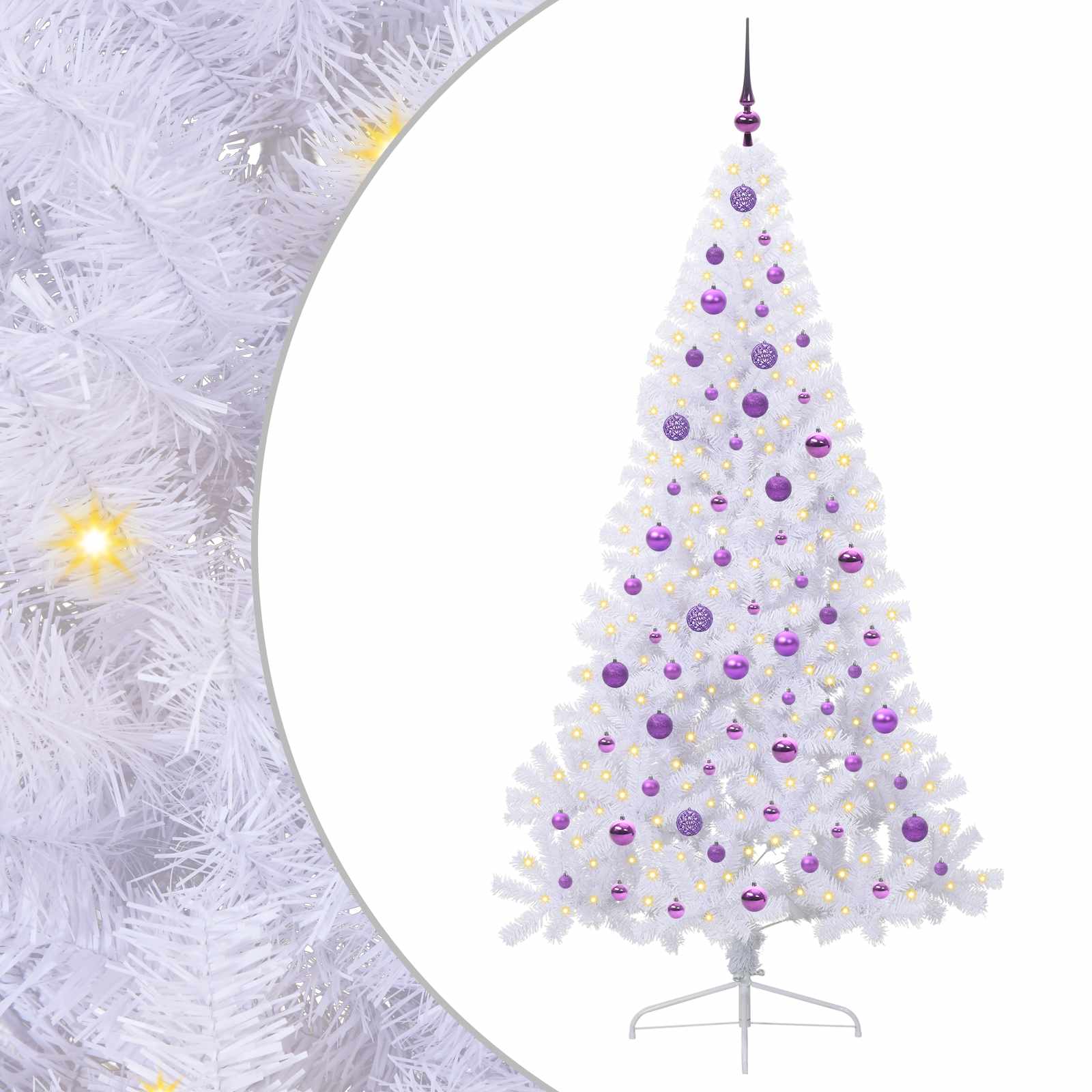 Albero di Natale artificiale Bianco 210 cm PVC e Acciaio