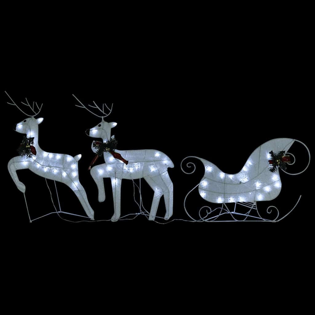 Renne e Slitta di Natale Decorazione Esterni 60 LED Bianco