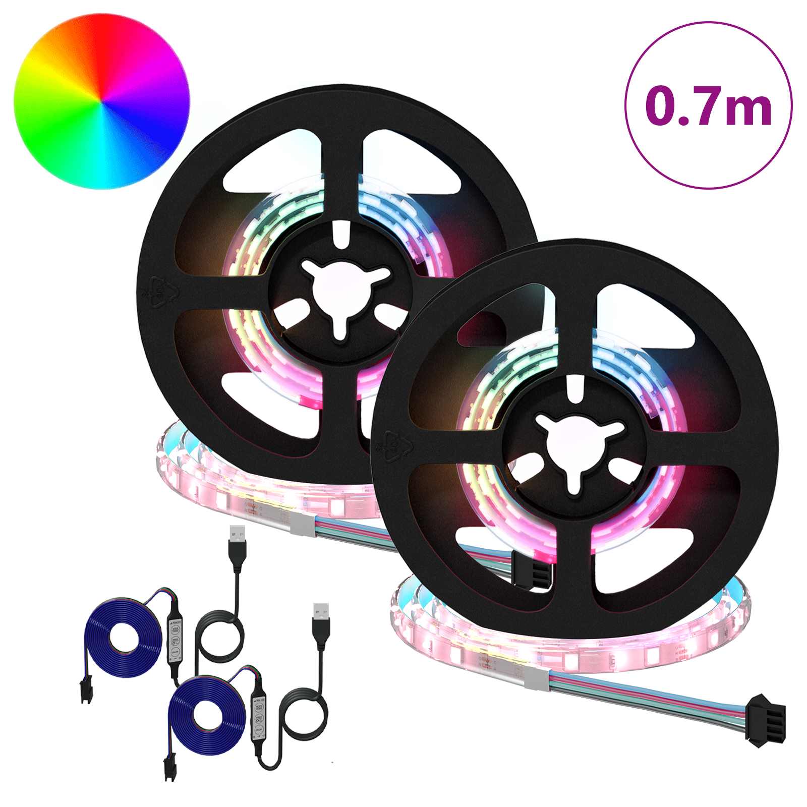 Striscia LED 2 pz Nero e trasparente Rame e plastica