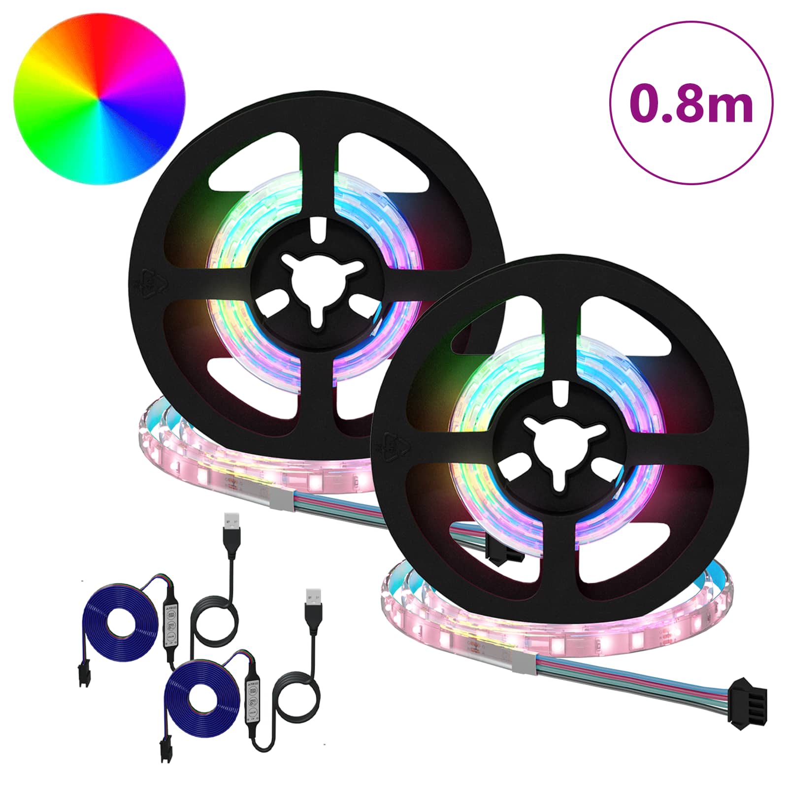 Striscia LED 2 pz Nero e trasparente Rame e plastica