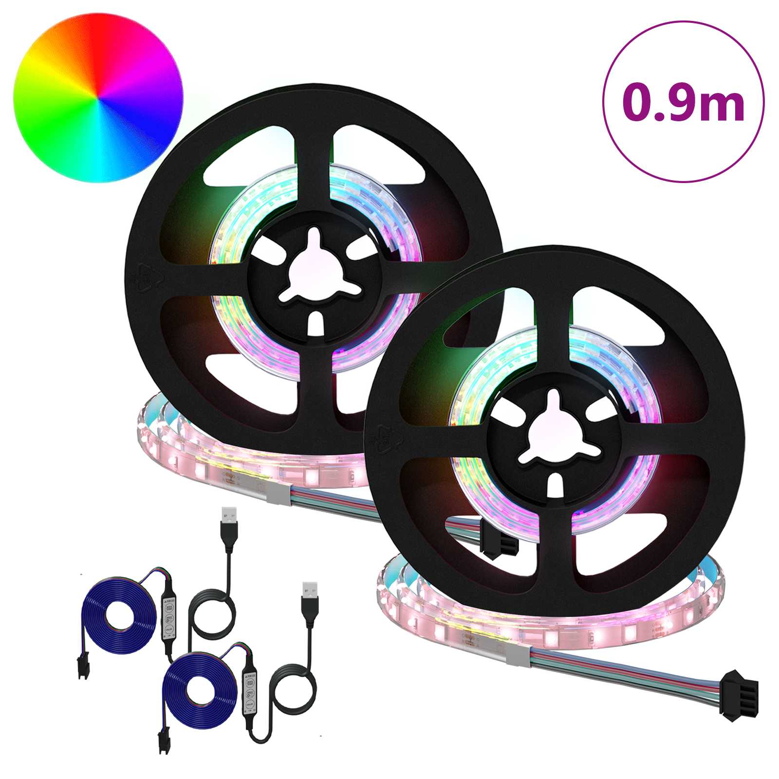 Striscia LED 2 pz Nero e trasparente Rame e plastica