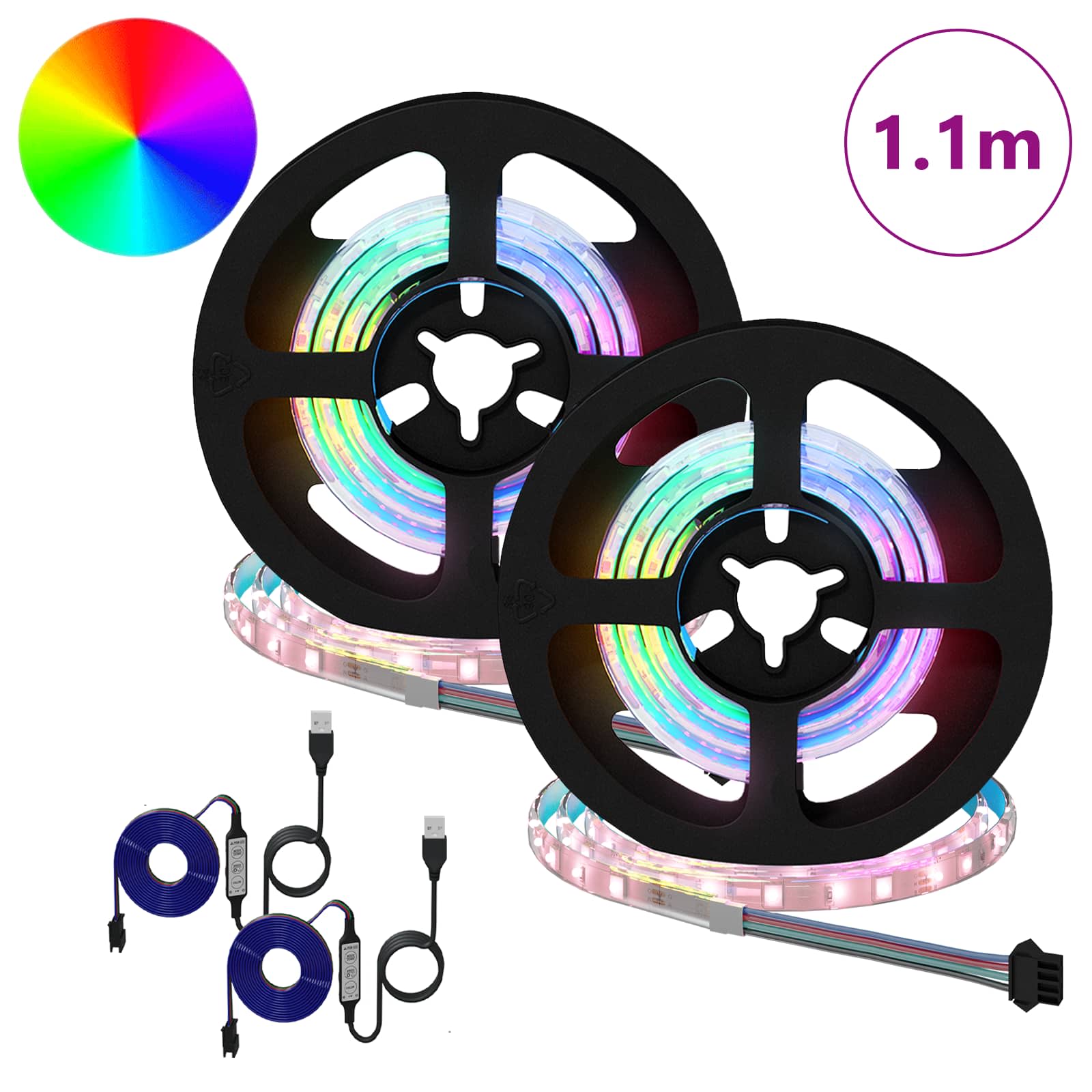 Striscia LED 2 pz Nero e trasparente Rame e plastica
